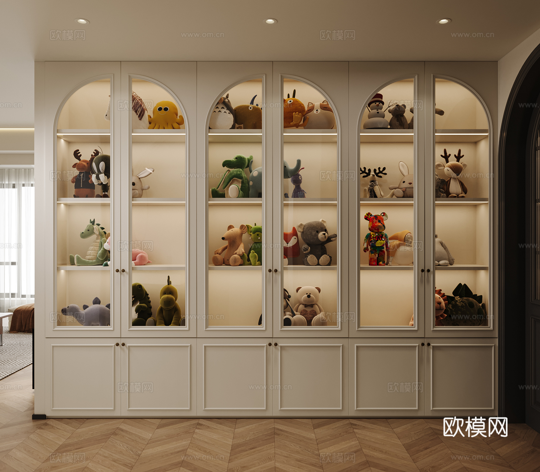 现代公仔手办柜3d模型