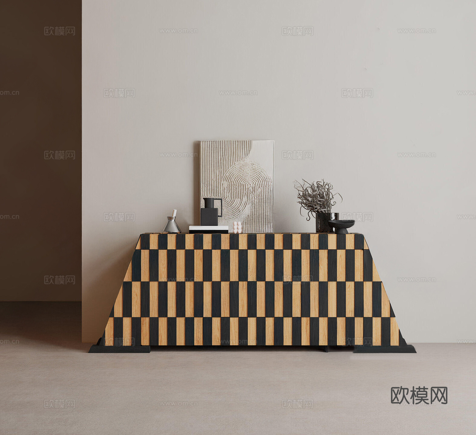 现代中古玄关柜3d模型