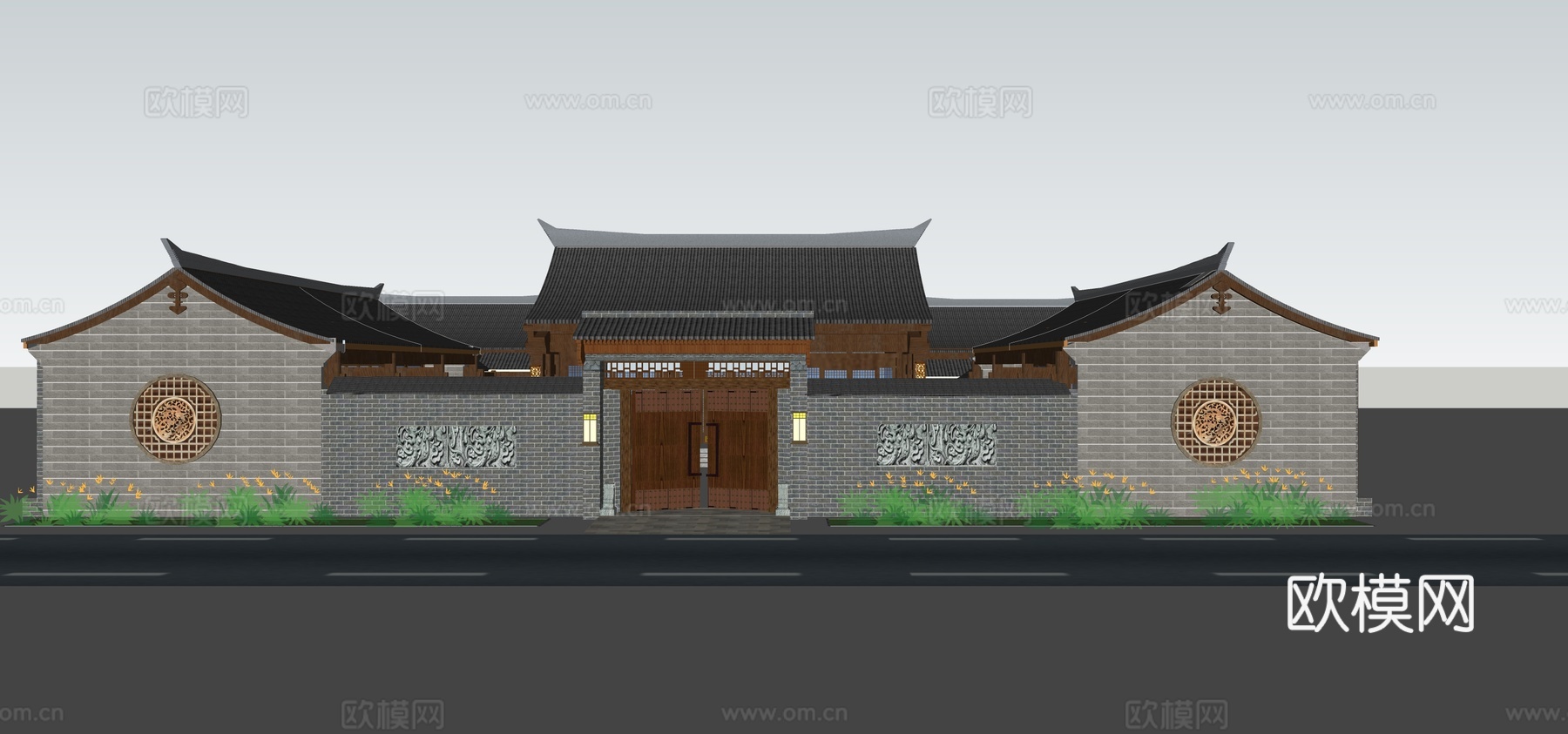 现代祠堂寺庙古庙古建筑su模型
