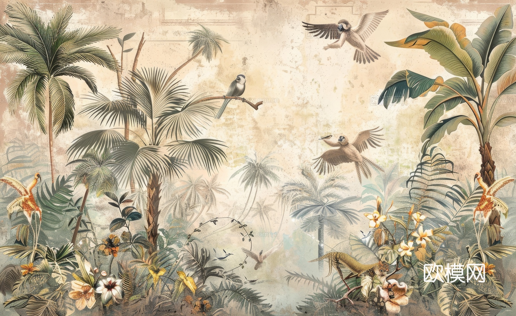 欧式田园热带雨林壁纸下载（渲染图8）