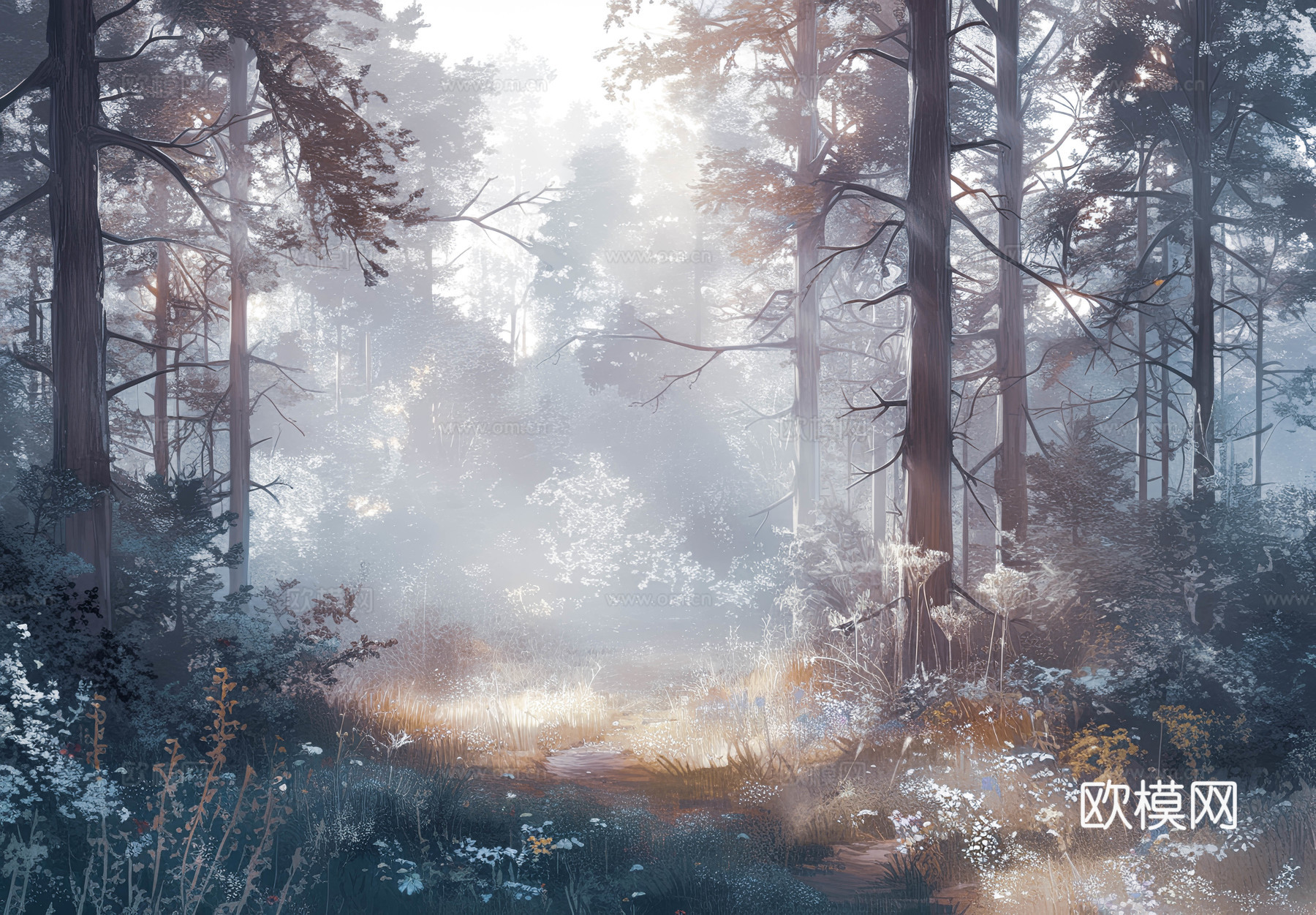 欧式田园热带雨林壁纸下载（渲染图6）