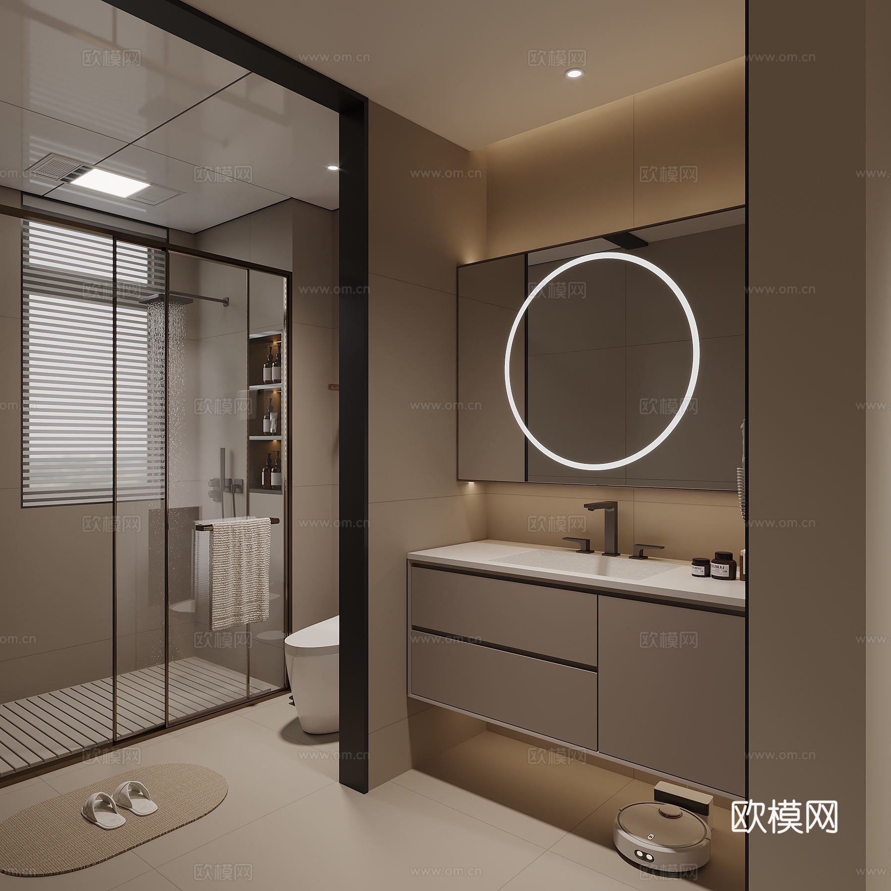 现代卫生间 干湿分离卫生间su模型