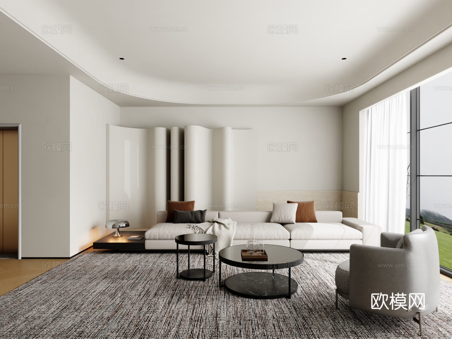 现代沙发组合 茶几 地毯3d模型
