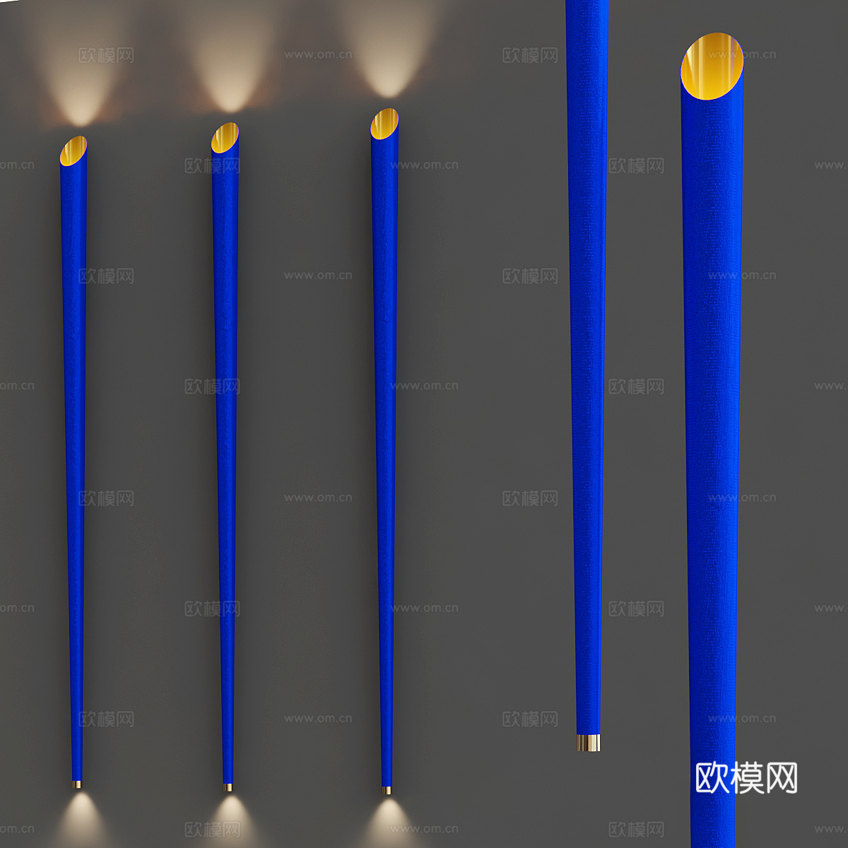 现代轻奢蓝色长条壁灯3d模型