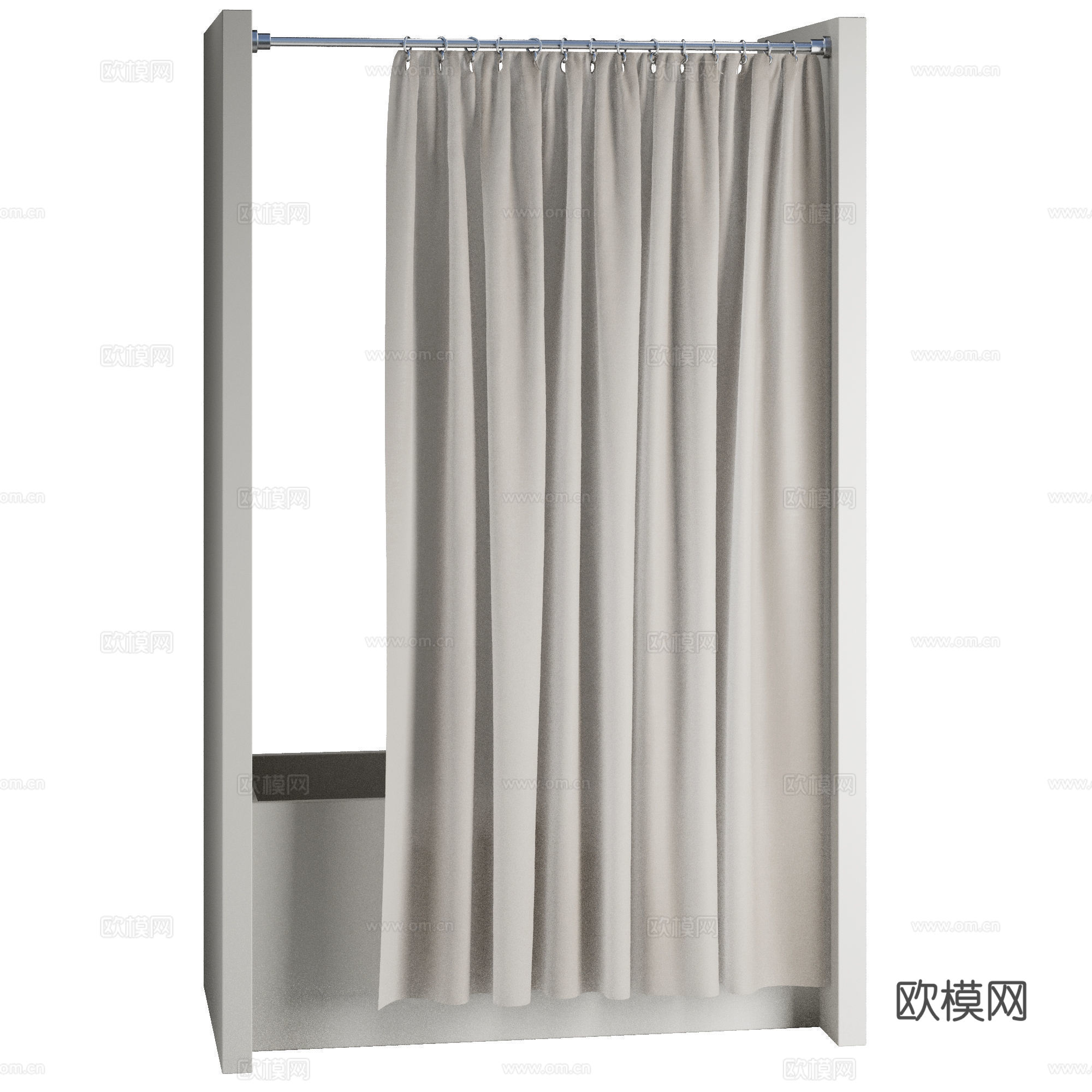 现代侘寂卫浴浴帘3d模型