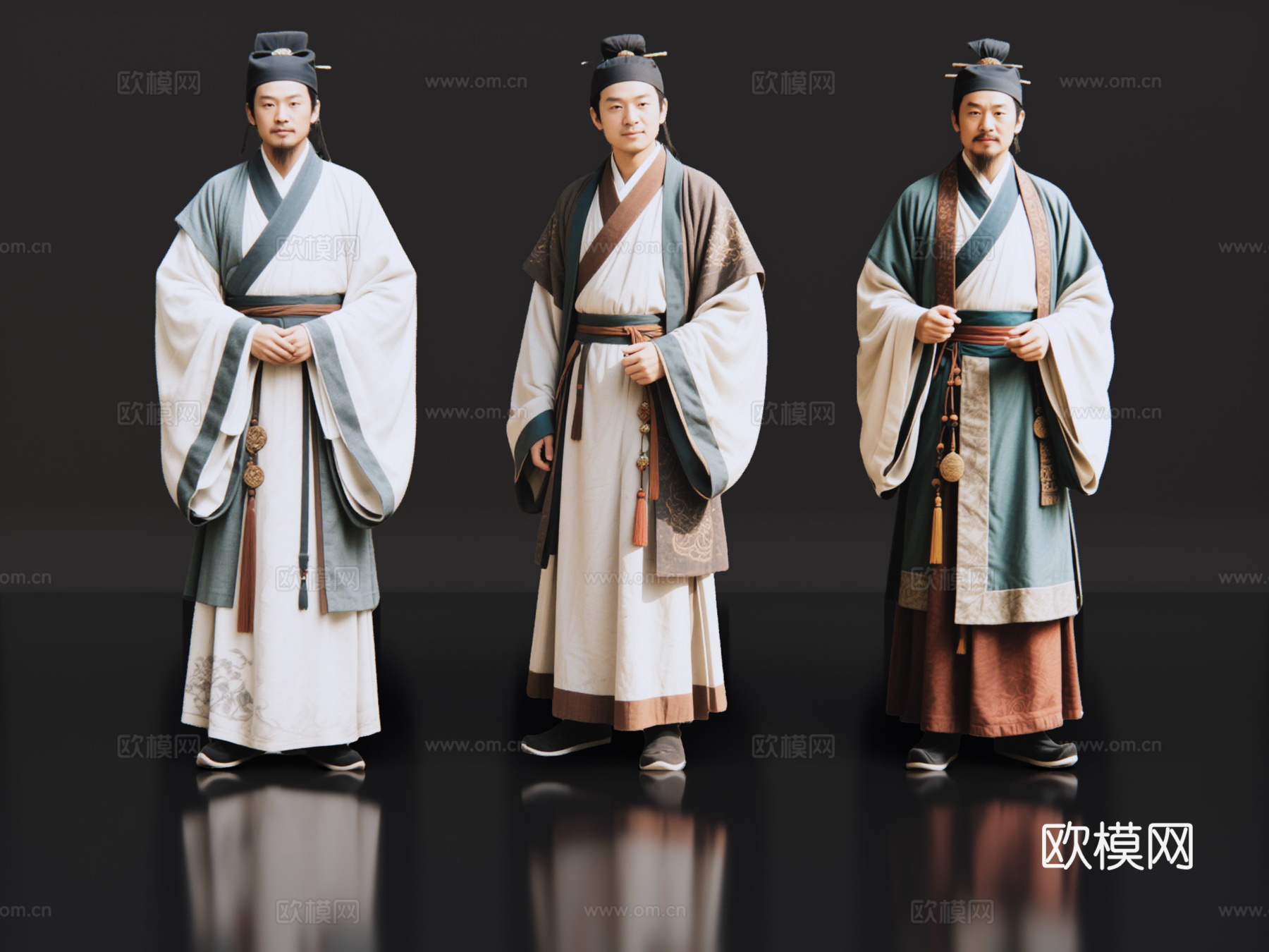 2D古装人物 古代掌柜 账房先生 古装男子 影视剧角色su模型