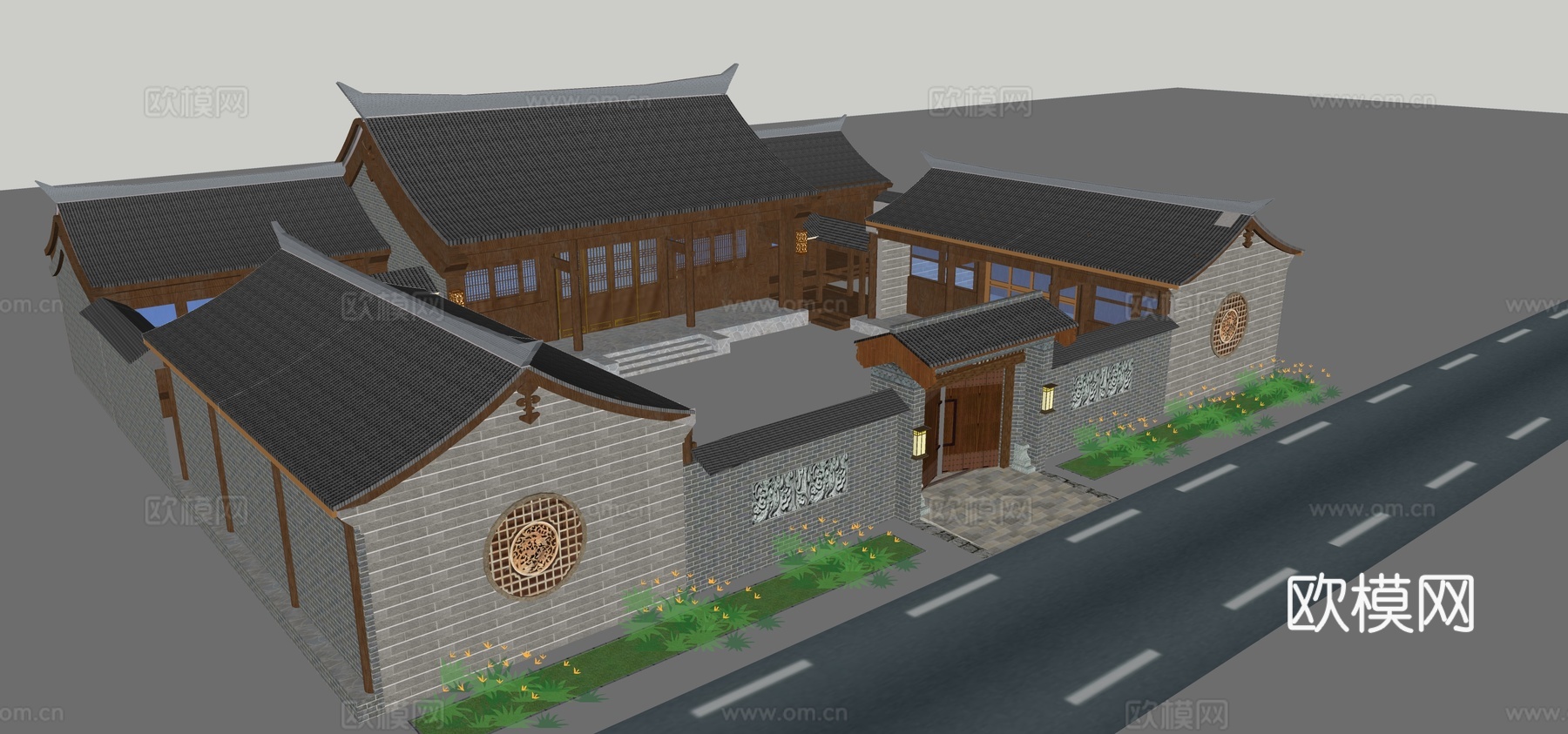 现代祠堂寺庙古庙古建筑su模型