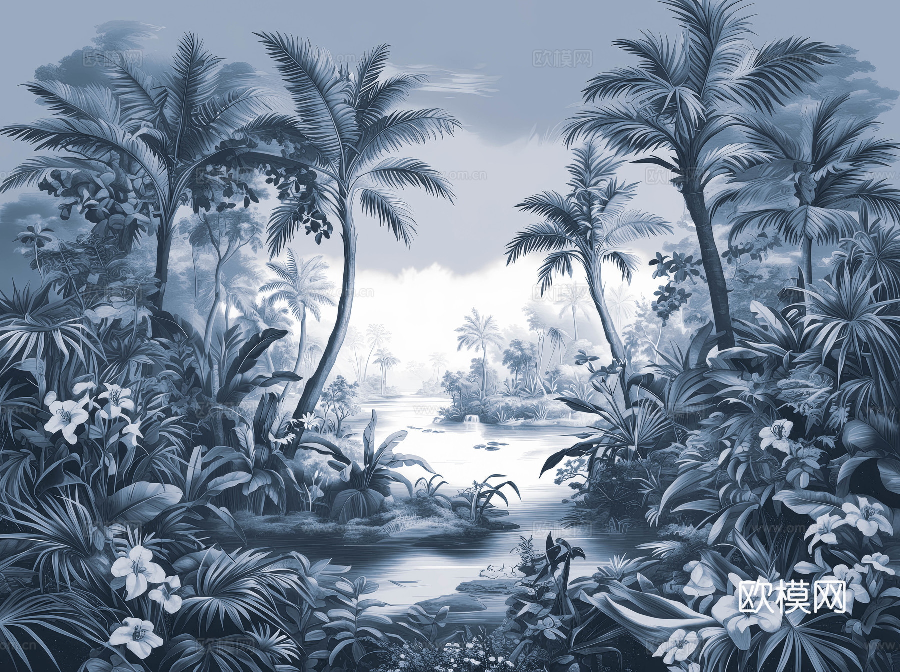 欧式田园热带雨林壁纸下载（渲染图6）