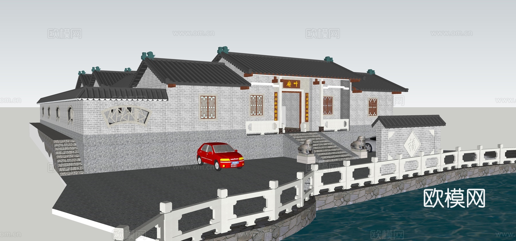 现代祠堂寺庙古庙古建筑su模型