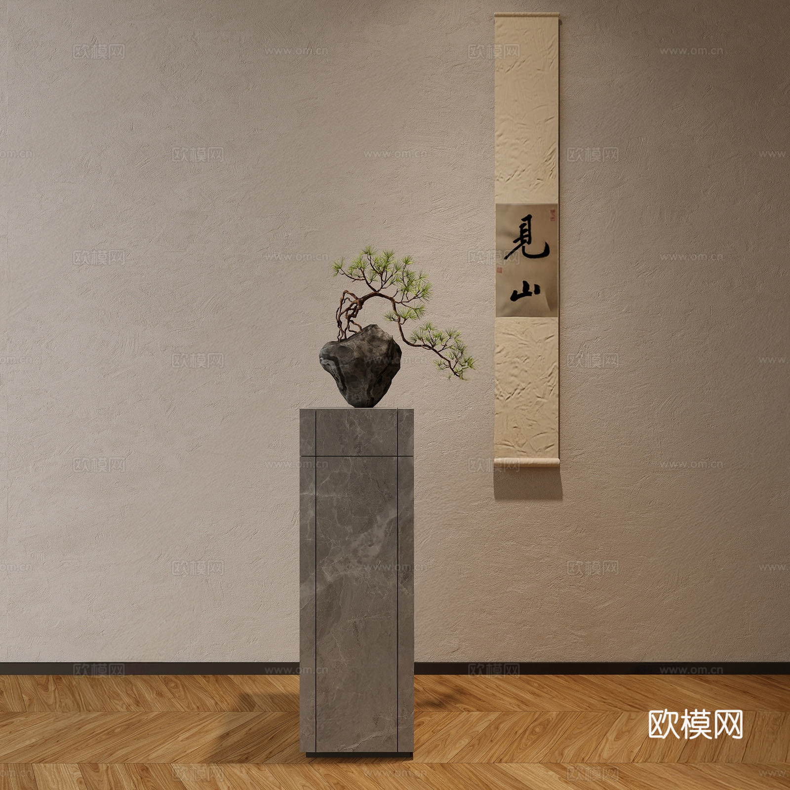 新中式禅意盆景su模型