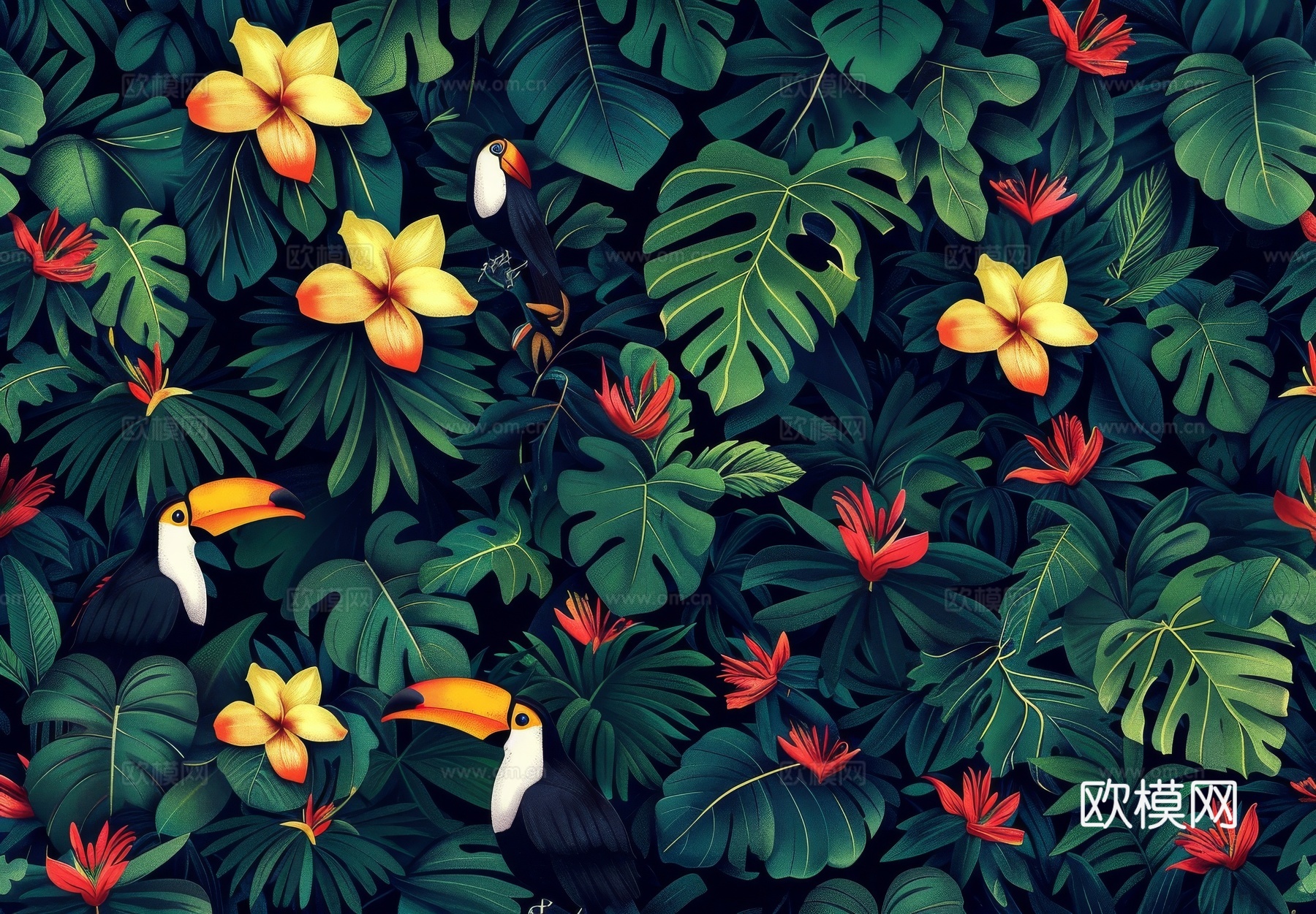 欧式田园热带雨林壁纸下载（渲染图3）