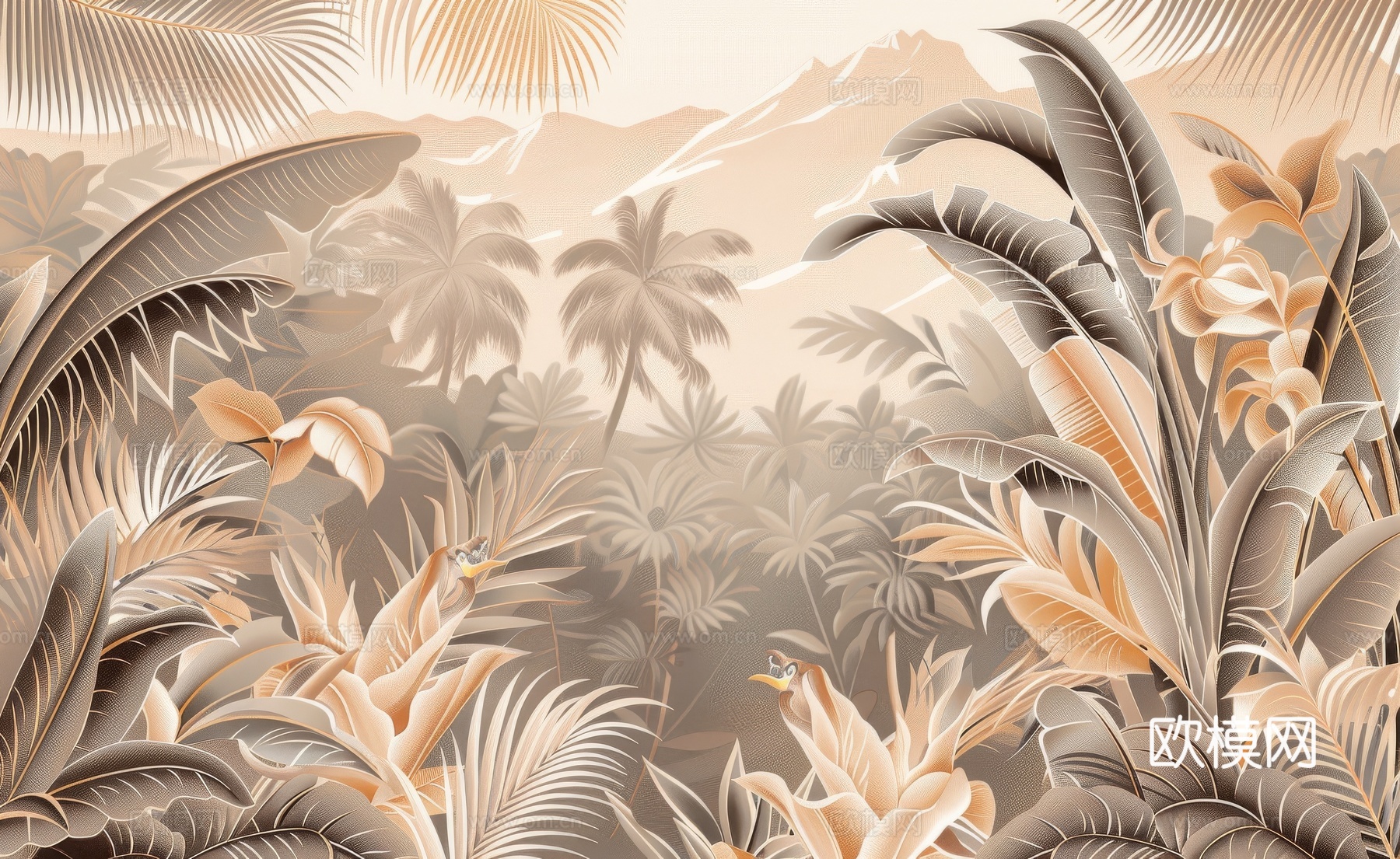 欧式田园热带雨林壁纸下载（渲染图3）