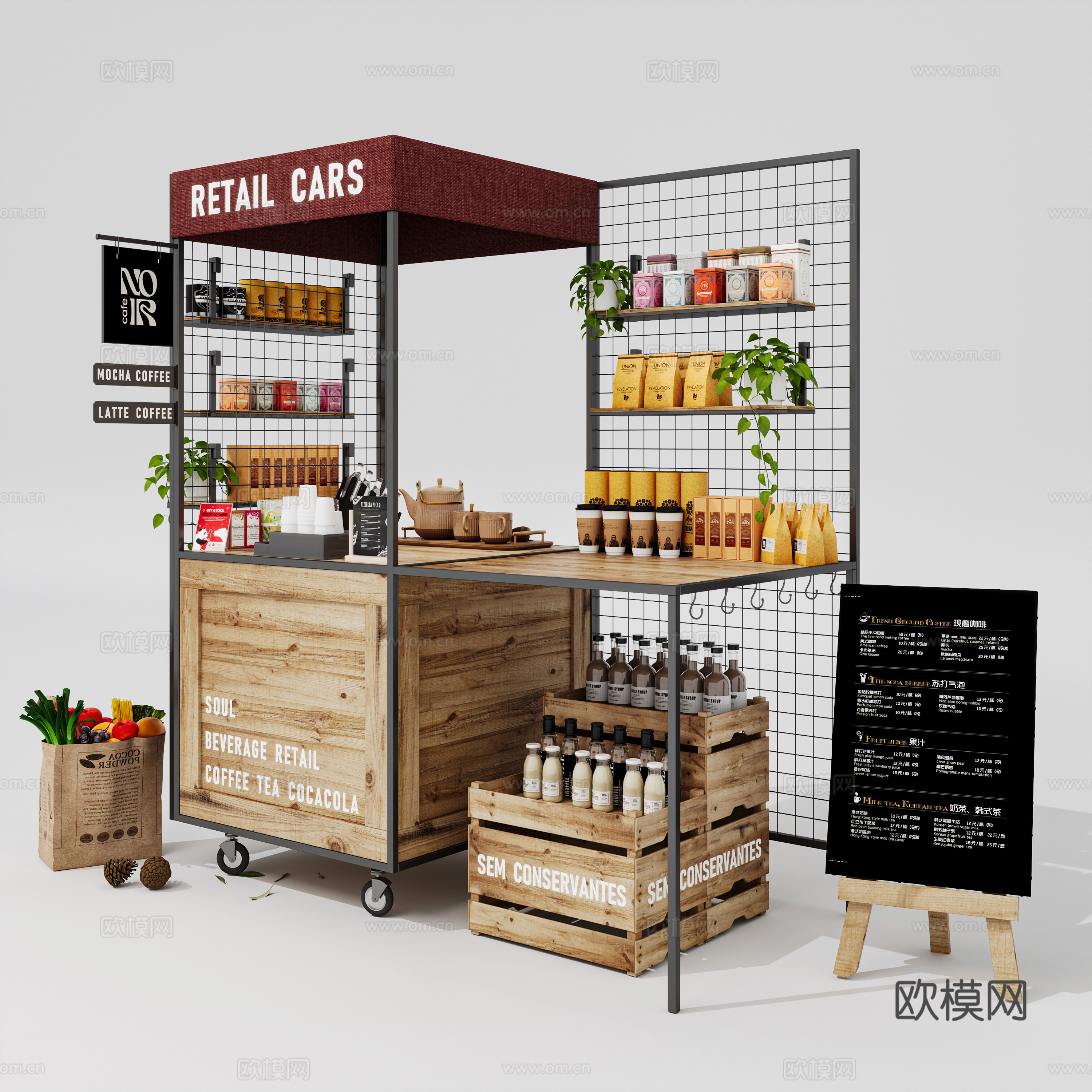 零售车 商业外摆 外摆 黑板3d模型