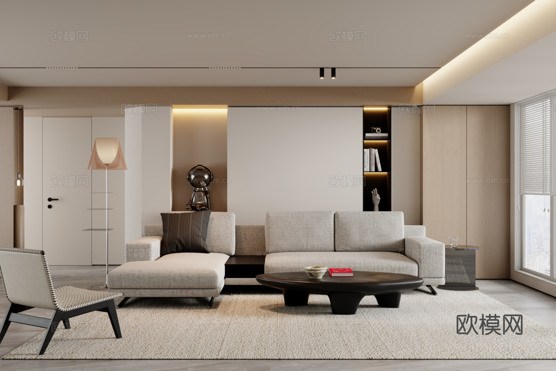 现代沙发组合 茶几 地毯3d模型