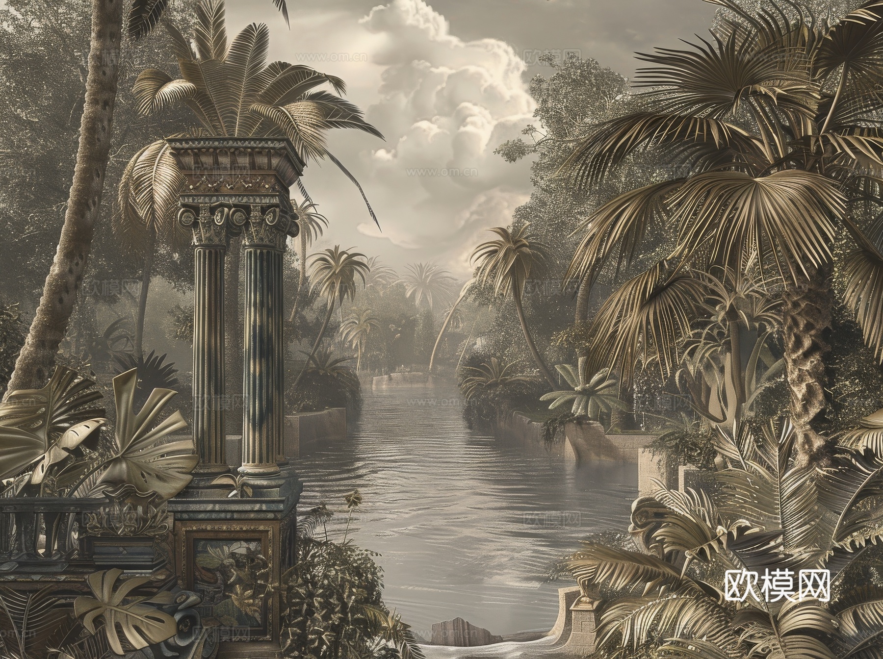 欧式田园热带雨林壁纸下载（渲染图7）