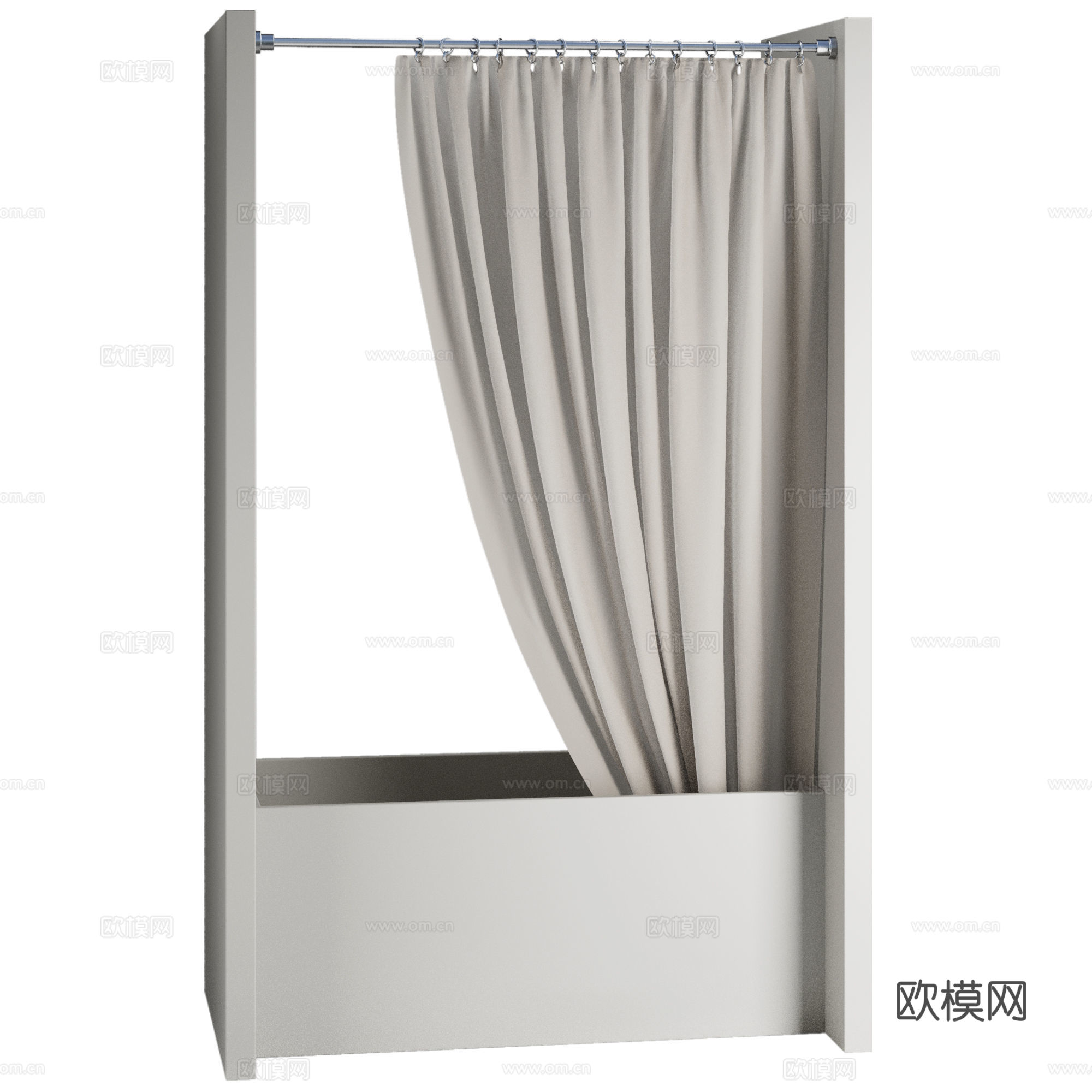 现代侘寂卫浴浴帘3d模型