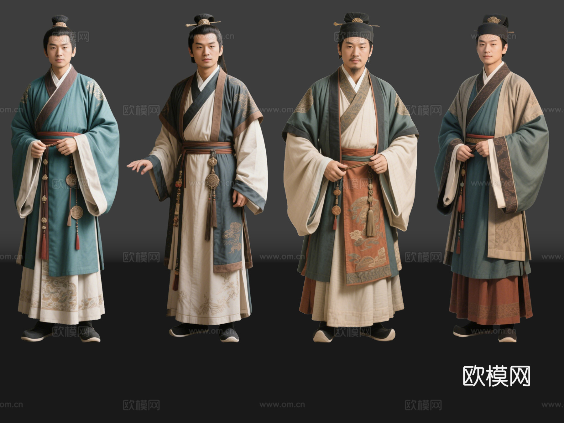 2D古装人物 古代掌柜 账房先生 古装男子 影视剧角色su模型