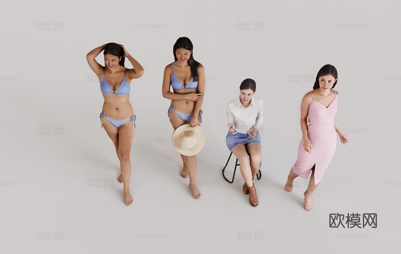 现代简约休闲女性 职业女性 女性su模型