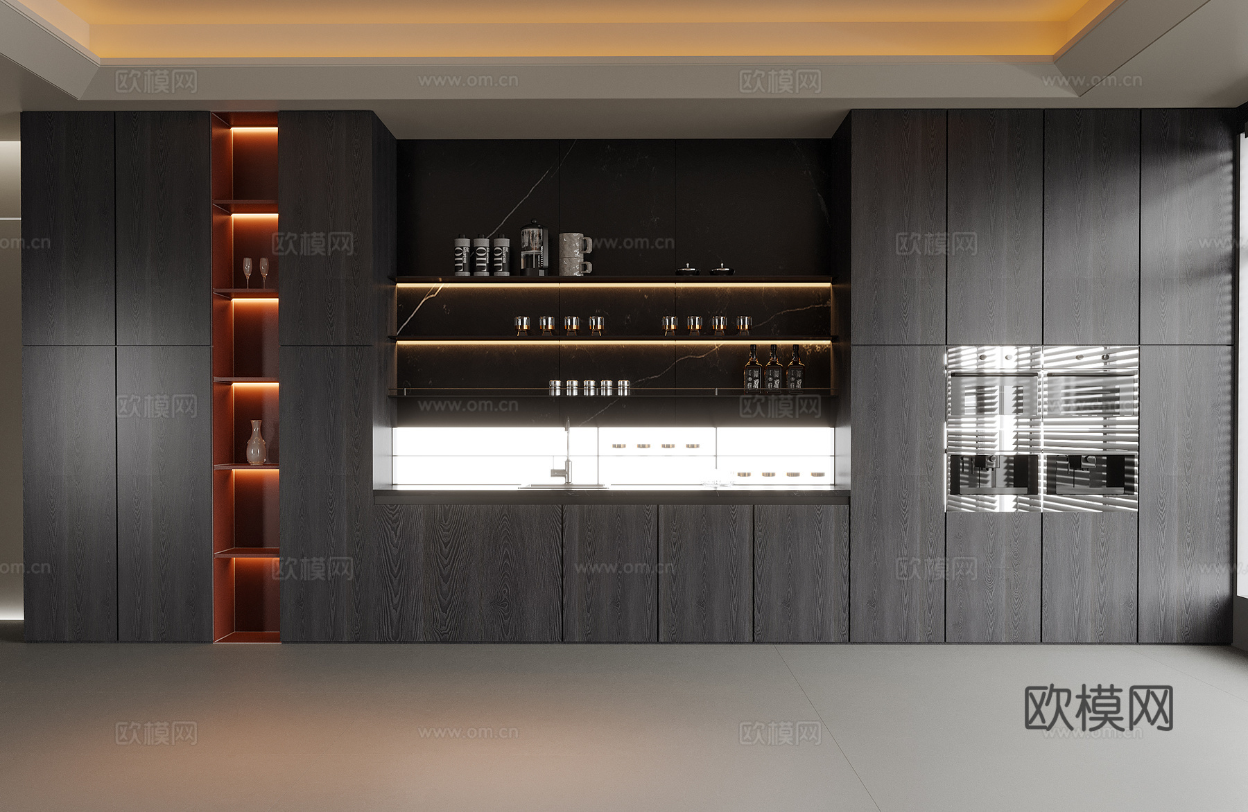 现代餐边柜 酒柜su模型