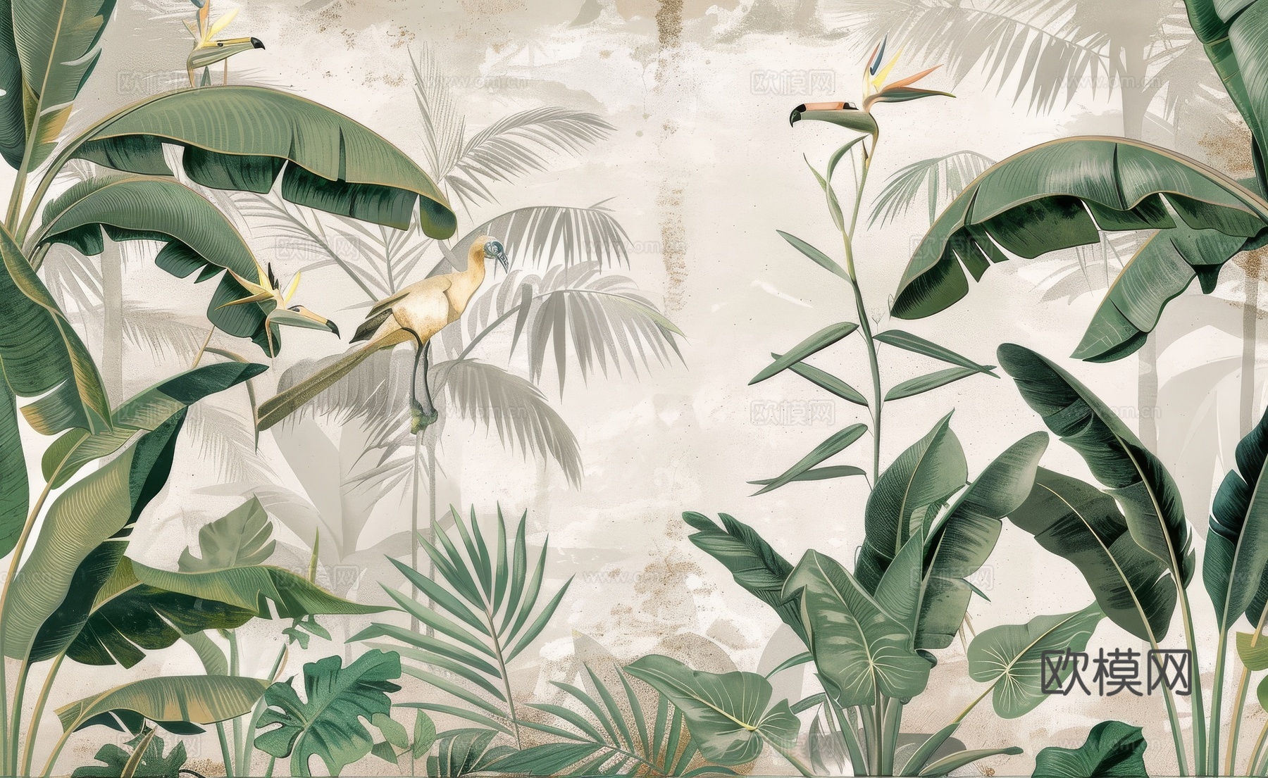 欧式田园热带雨林壁纸下载（渲染图2）