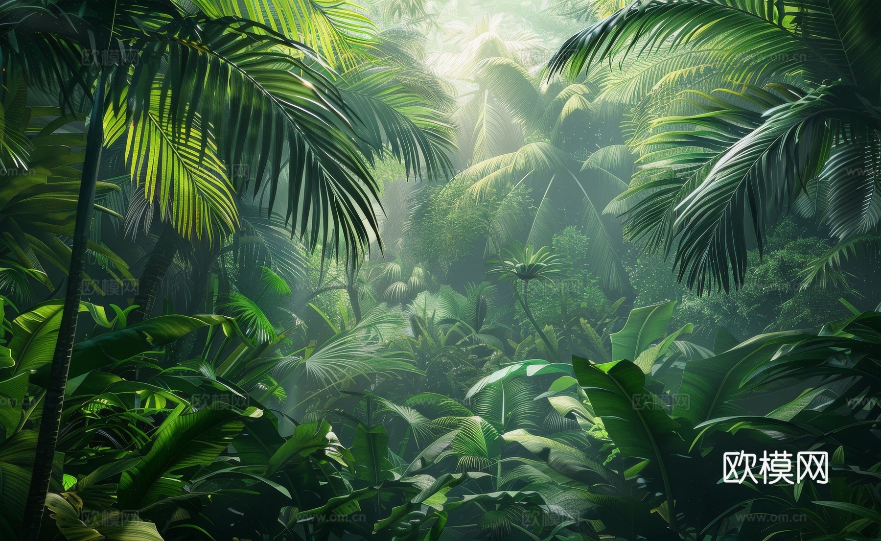 欧式田园热带雨林壁纸下载（渲染图2）