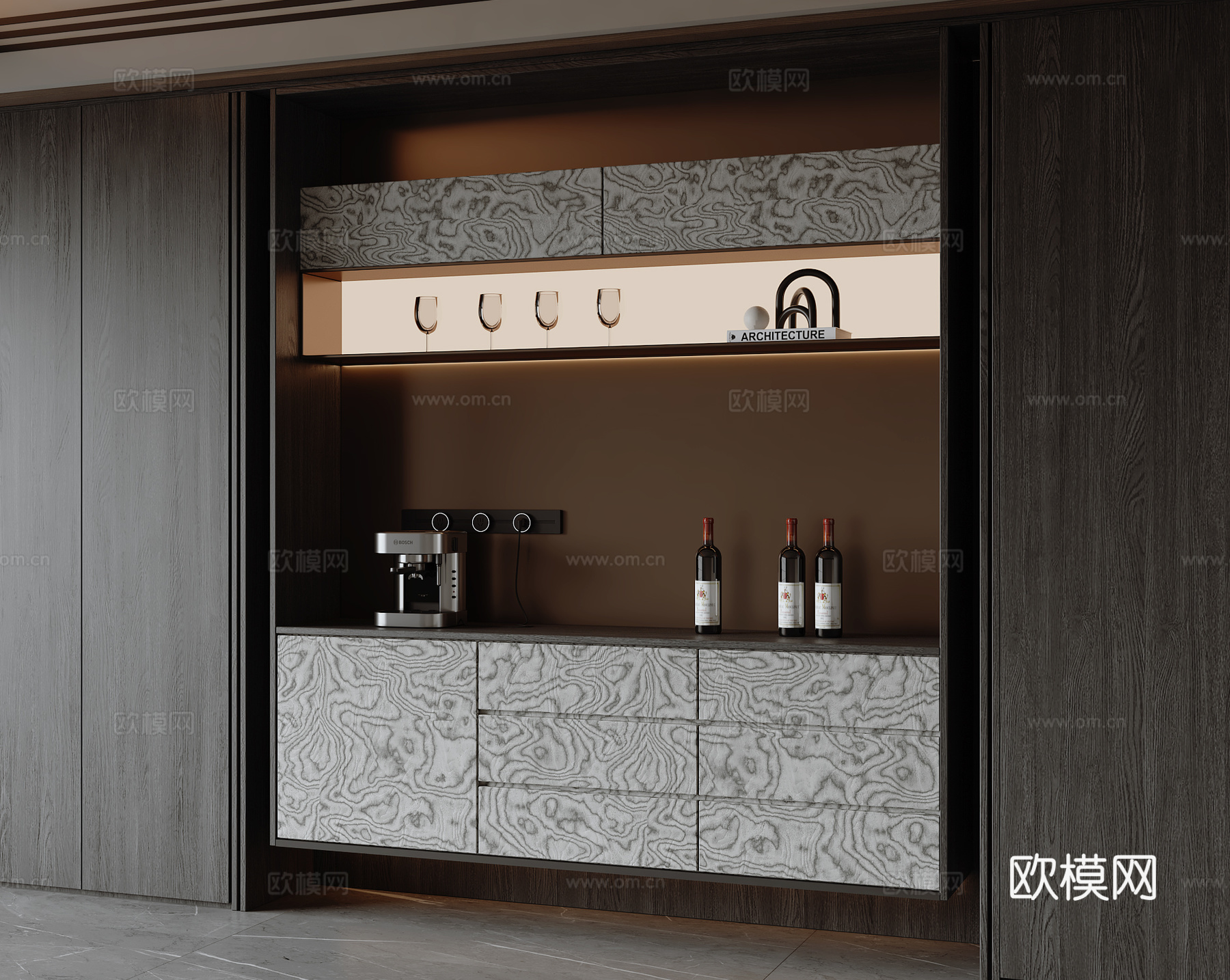 现代意式餐边柜su模型