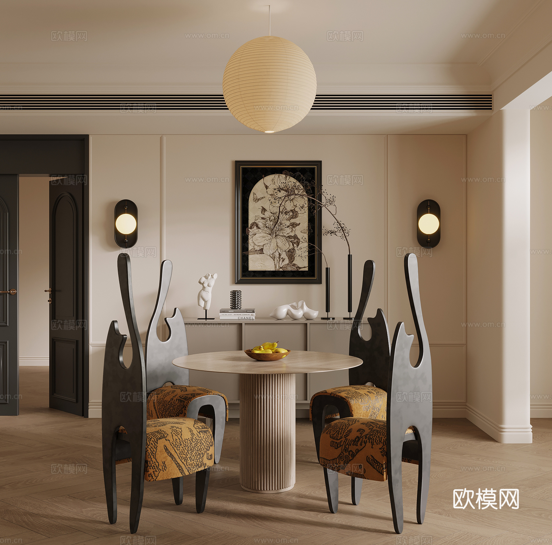 餐桌椅 中古风餐厅 餐桌椅3d模型