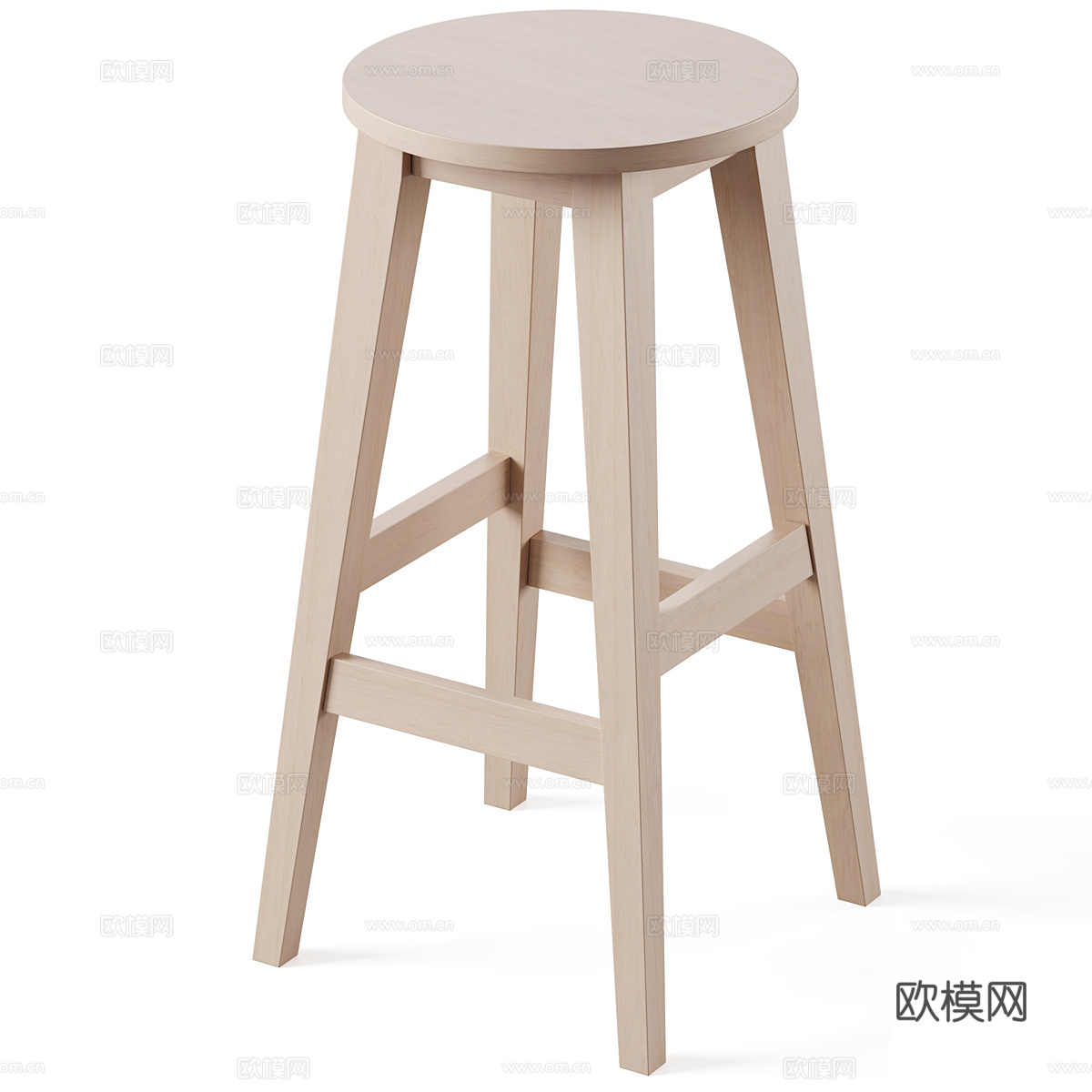 现代意式实木吧台椅3d模型