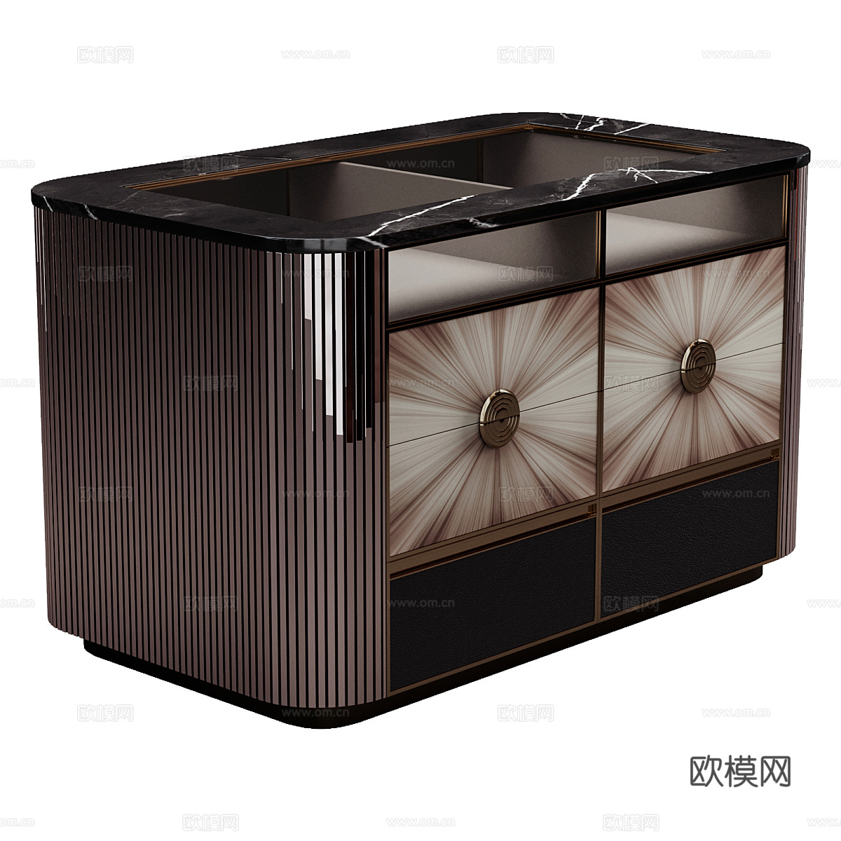 新中式轻奢衣柜岛台 首饰柜3d模型