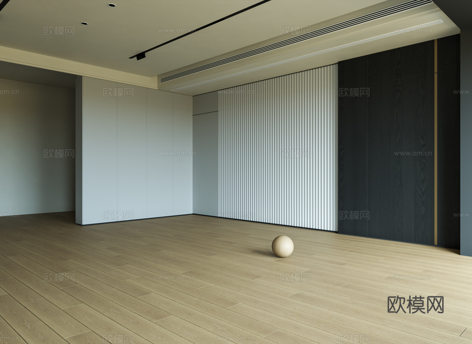 意式极简木地板 实木地板 卧室地板 工字铺地板3d模型