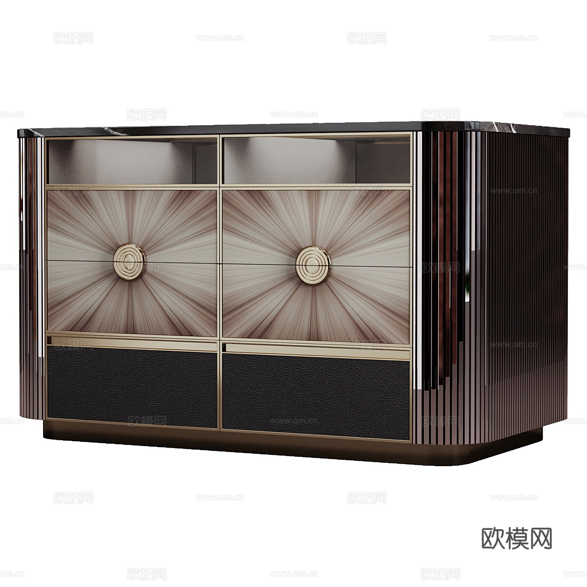 新中式轻奢衣柜岛台 首饰柜3d模型