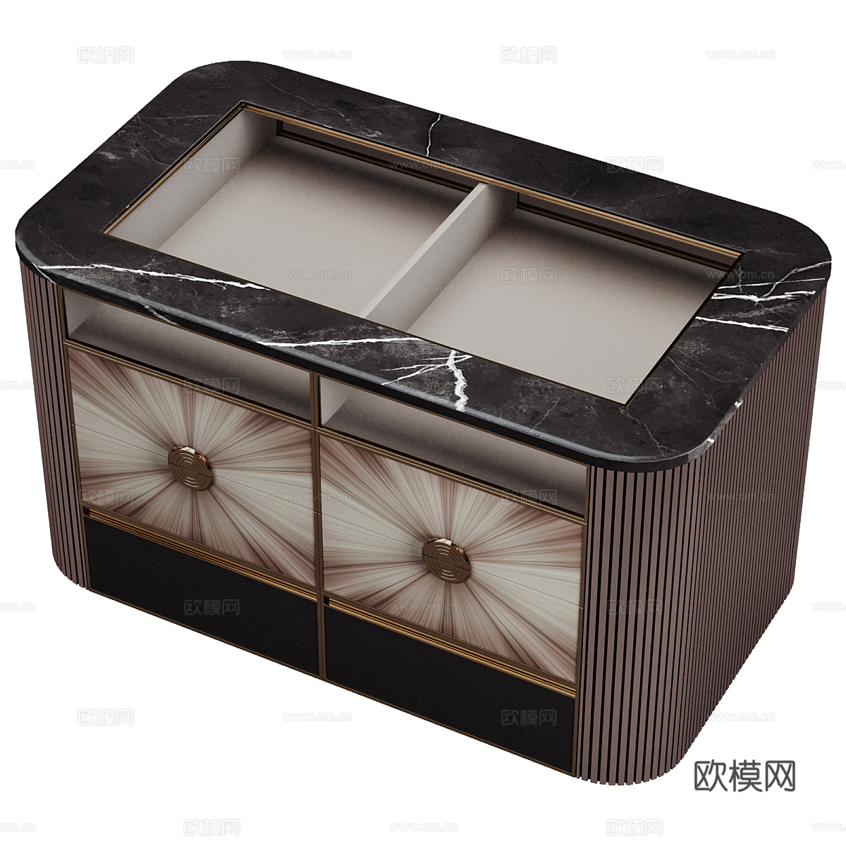 新中式轻奢衣柜岛台 首饰柜3d模型