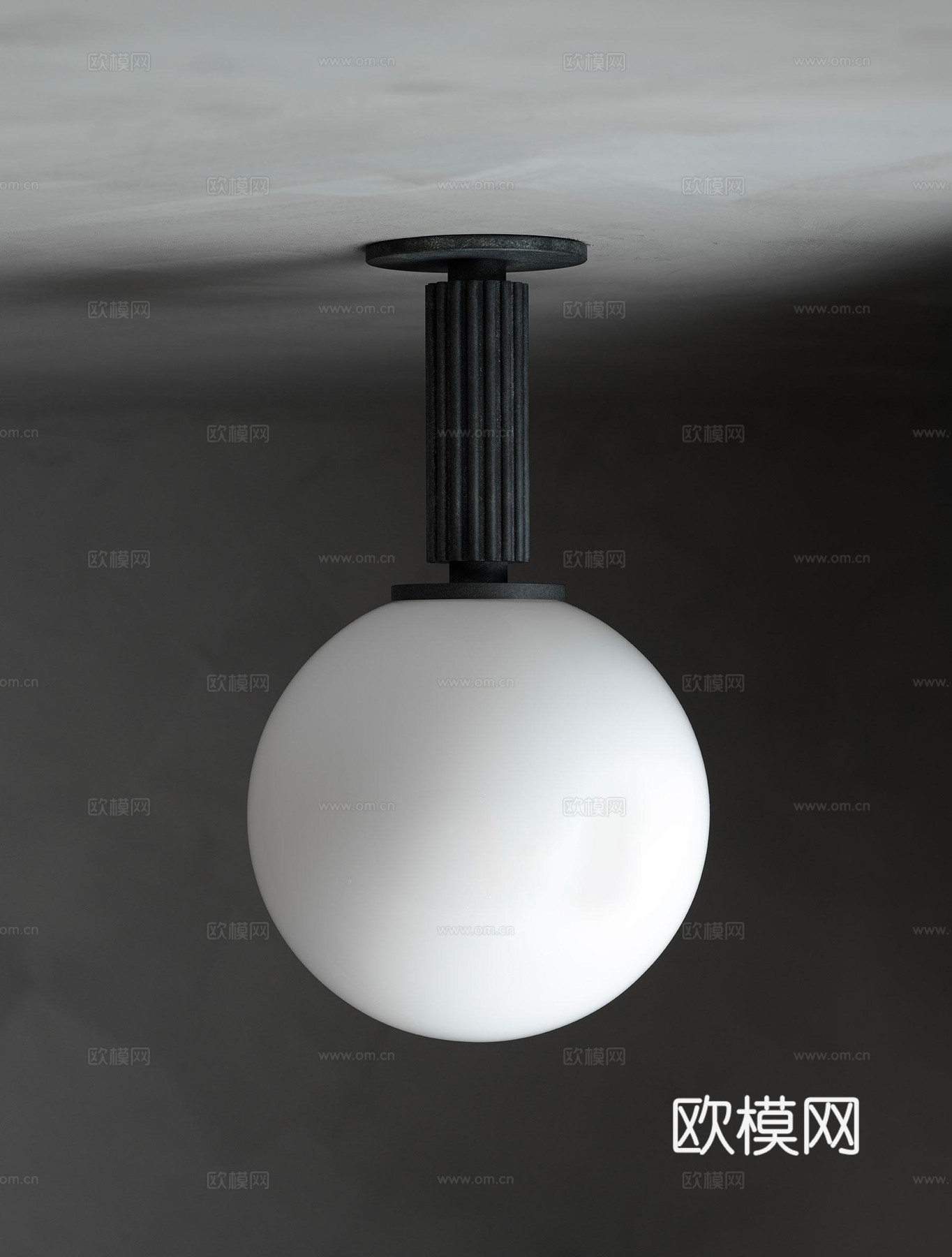 现代中古吸顶灯 北欧圆球形吸顶灯 中古吸顶灯su模型
