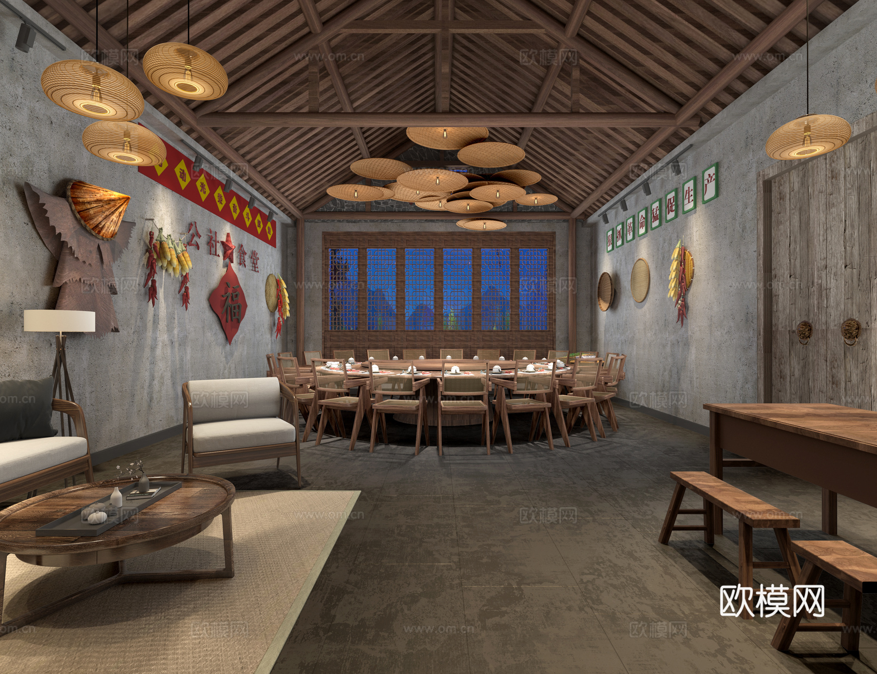 饭店包间3d模型