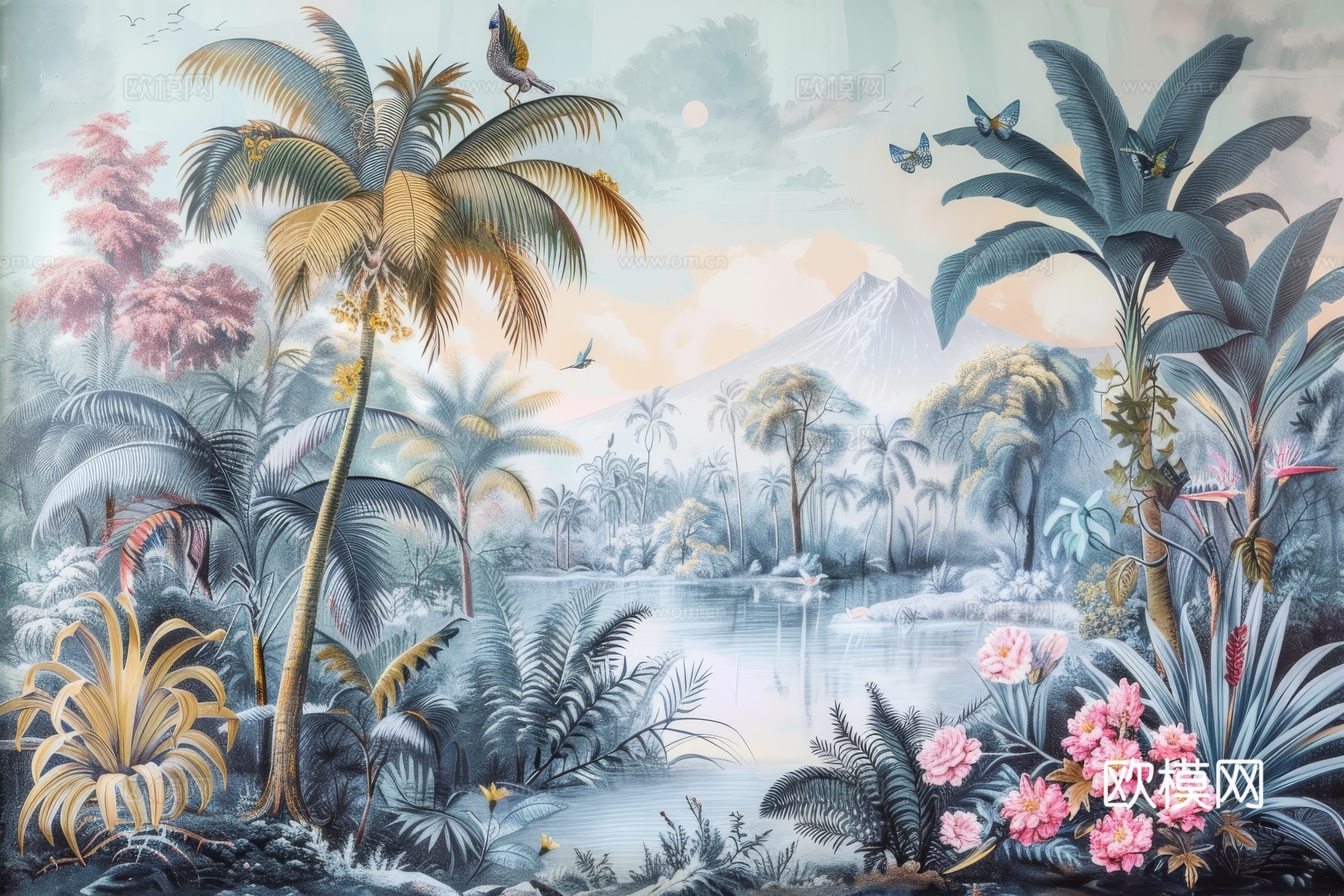 欧式田园热带雨林壁纸下载（渲染图7）