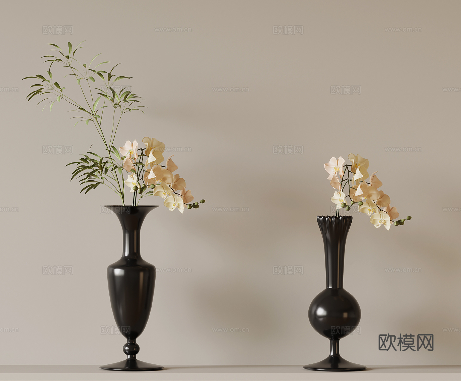 法式花瓶花艺 中古风花瓶花艺3d模型