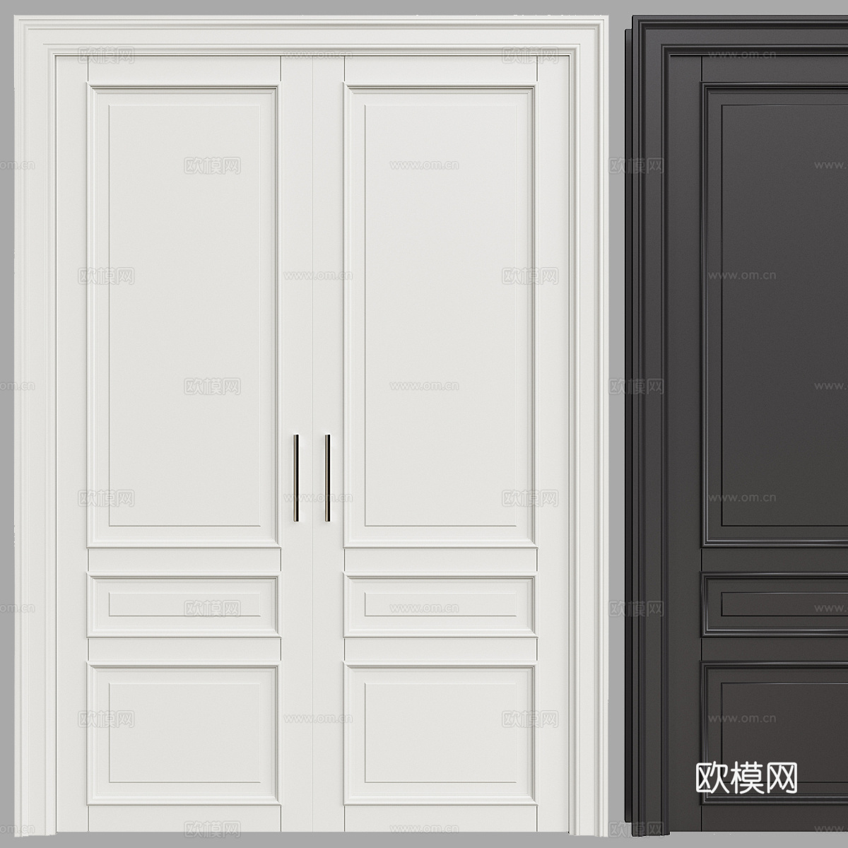 现代意式极简双开门3d模型