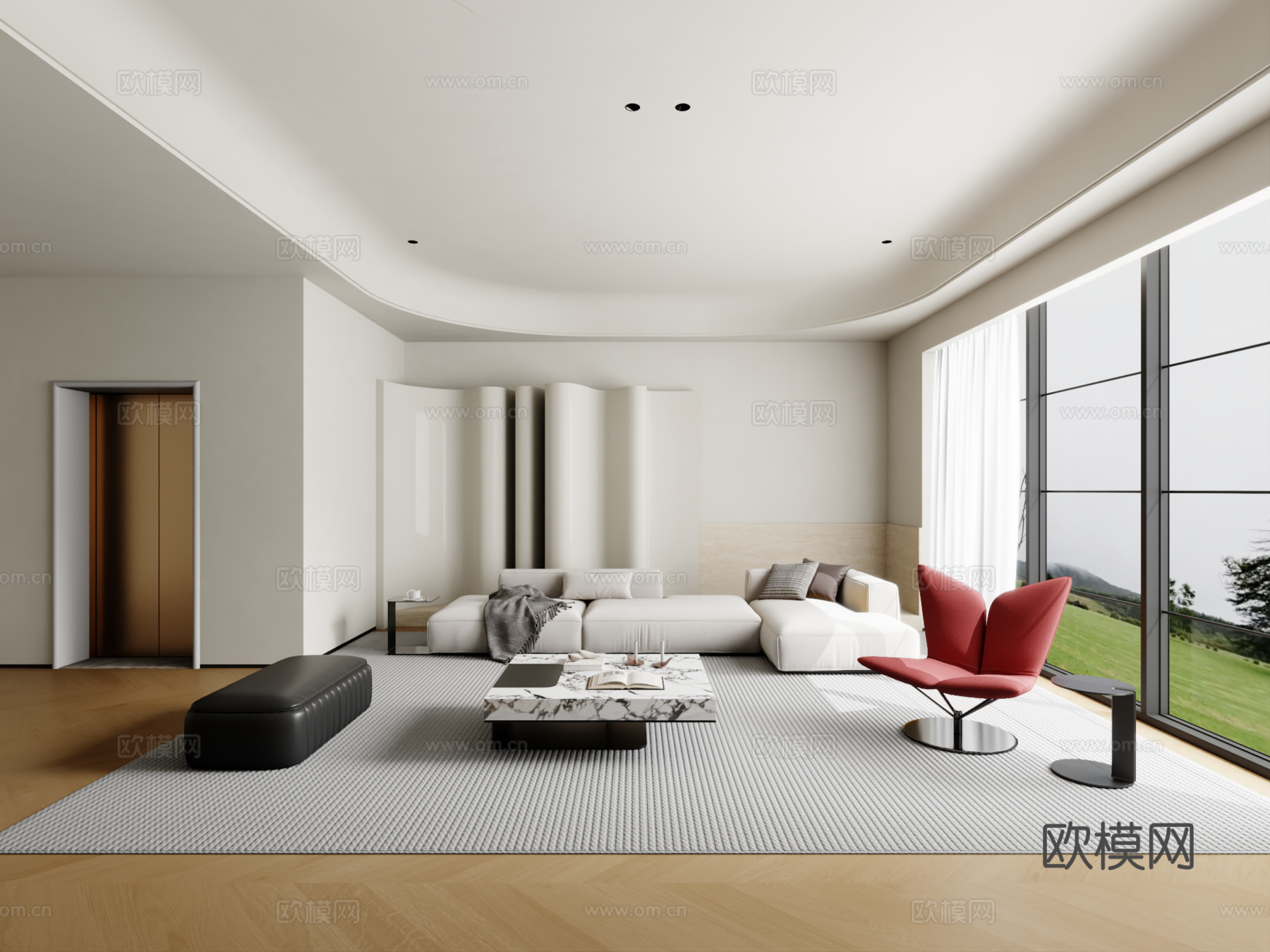 现代沙发组合 茶几 地毯3d模型