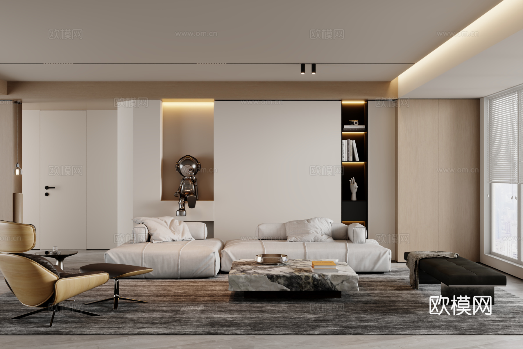 现代沙发组合 茶几 地毯3d模型