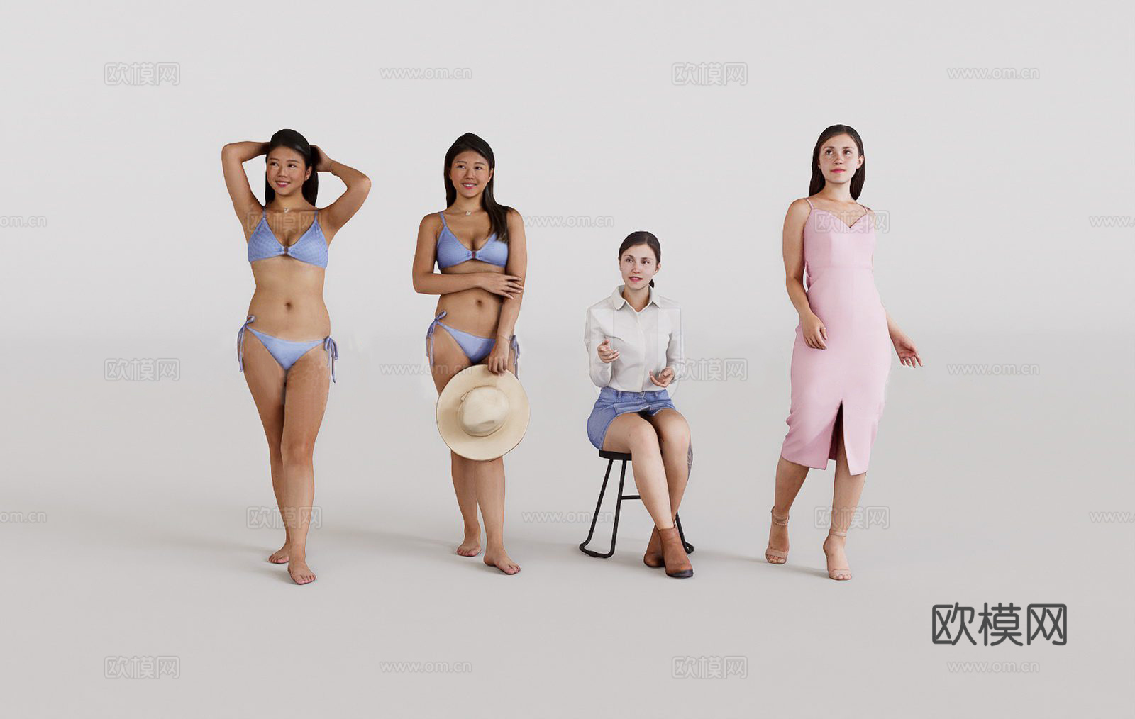 现代简约休闲女性 职业女性 女性su模型