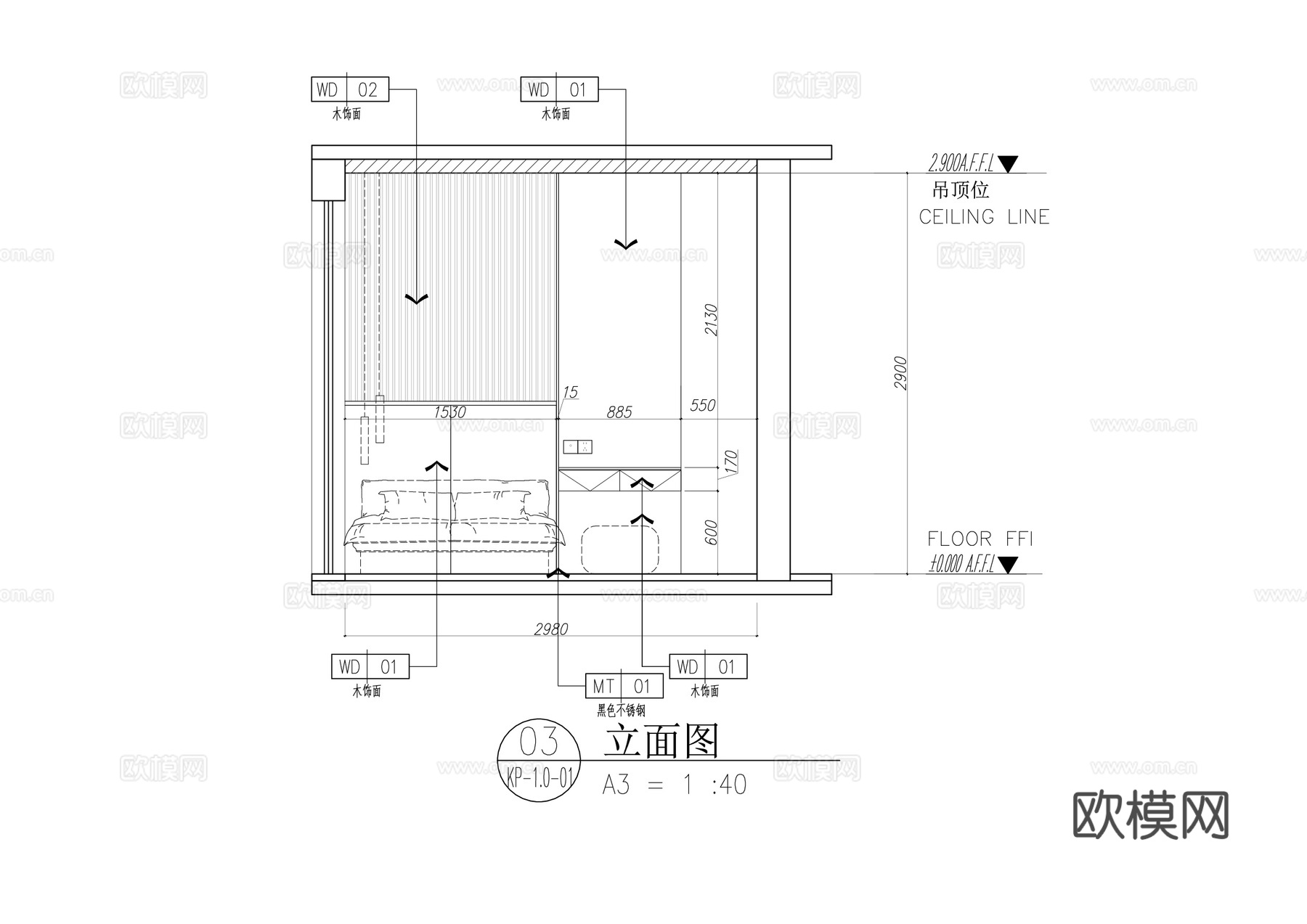 家装客餐厅立面cad施工图