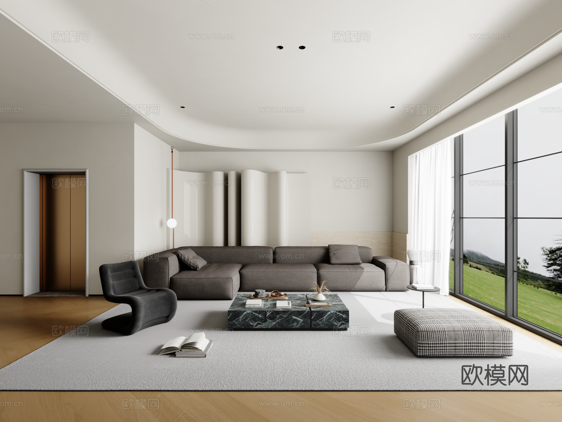 现代沙发组合 茶几 地毯3d模型