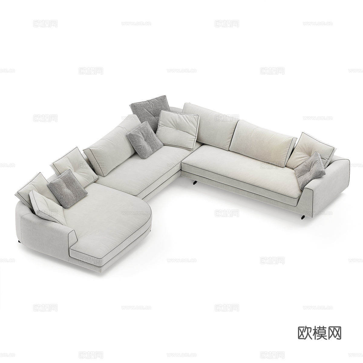 现代意式布艺转角沙发3d模型