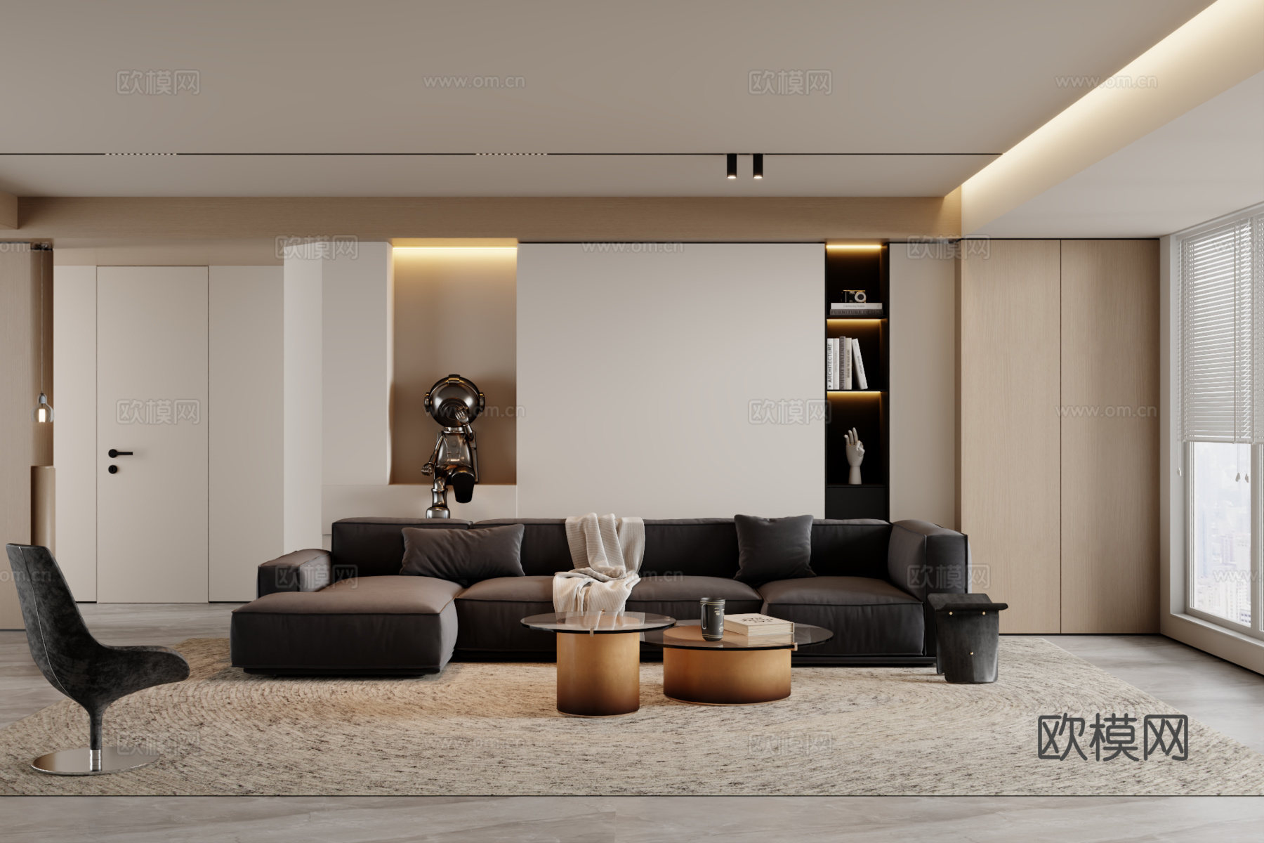 现代沙发组合 茶几 地毯3d模型