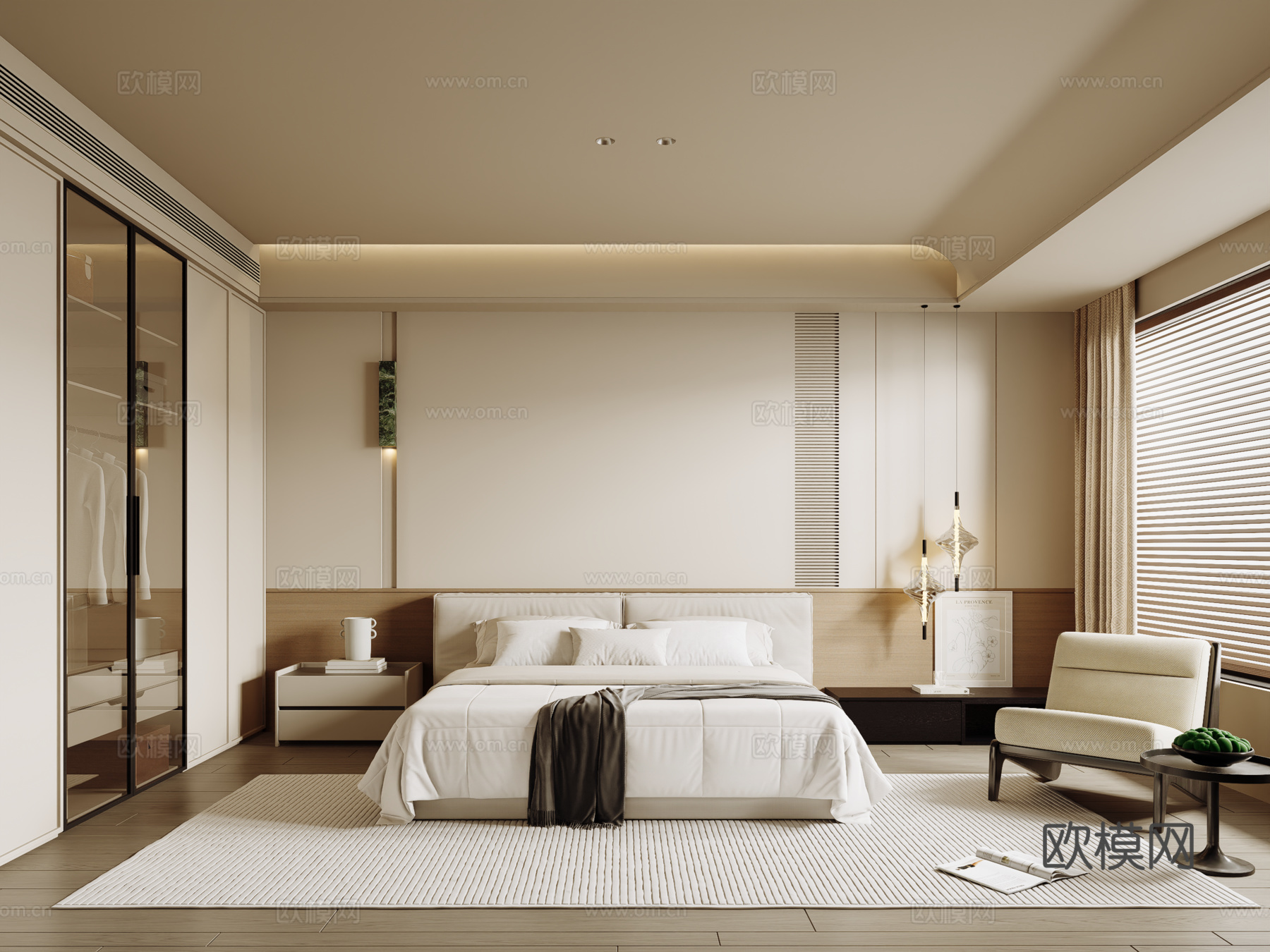 现代奶油家居卧室 主卧3d模型