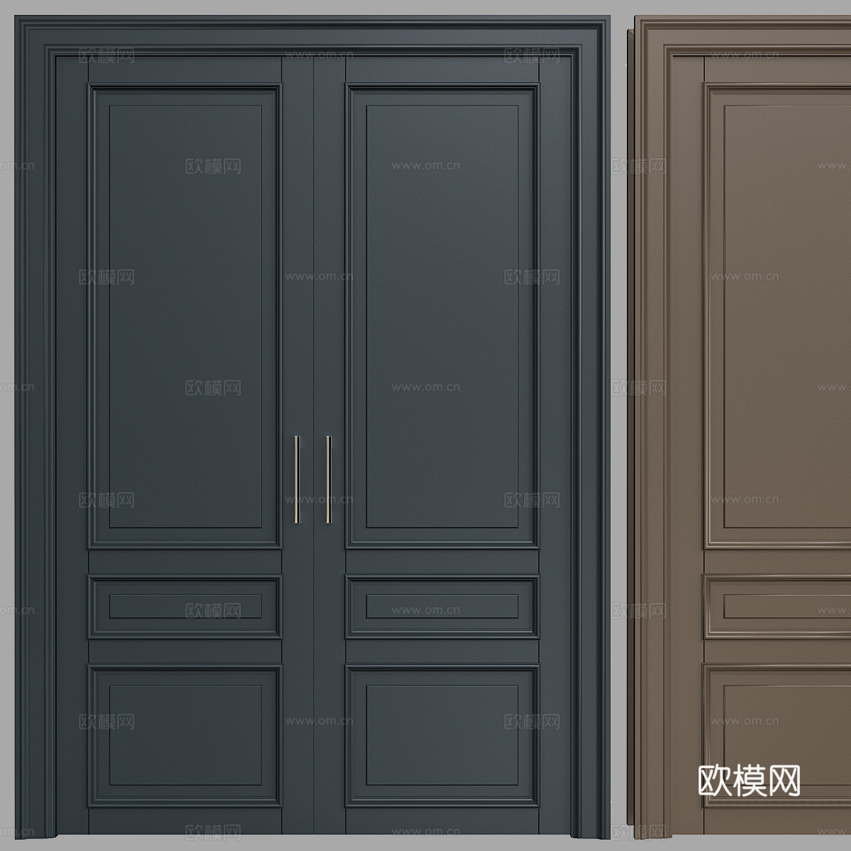 现代意式极简双开门3d模型