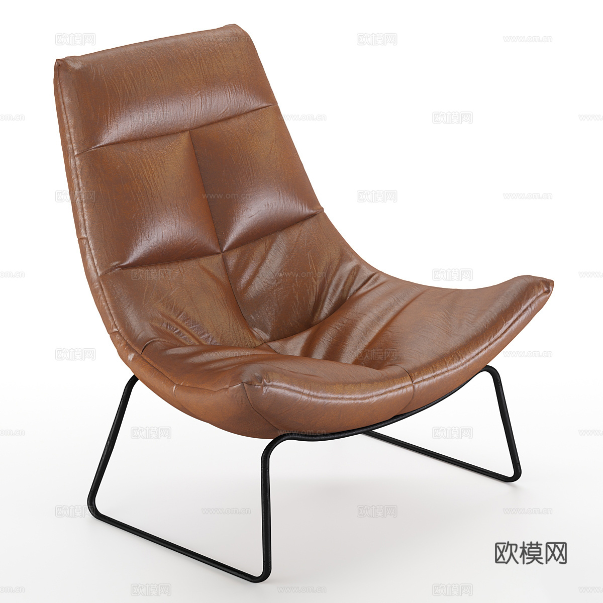现代意式皮革休闲椅3d模型