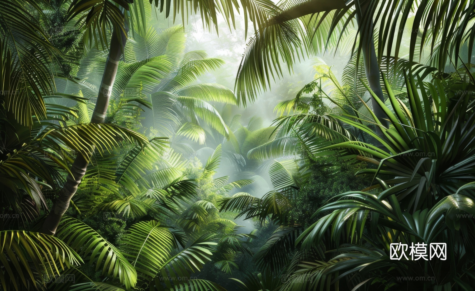 欧式田园热带雨林壁纸下载（渲染图1）