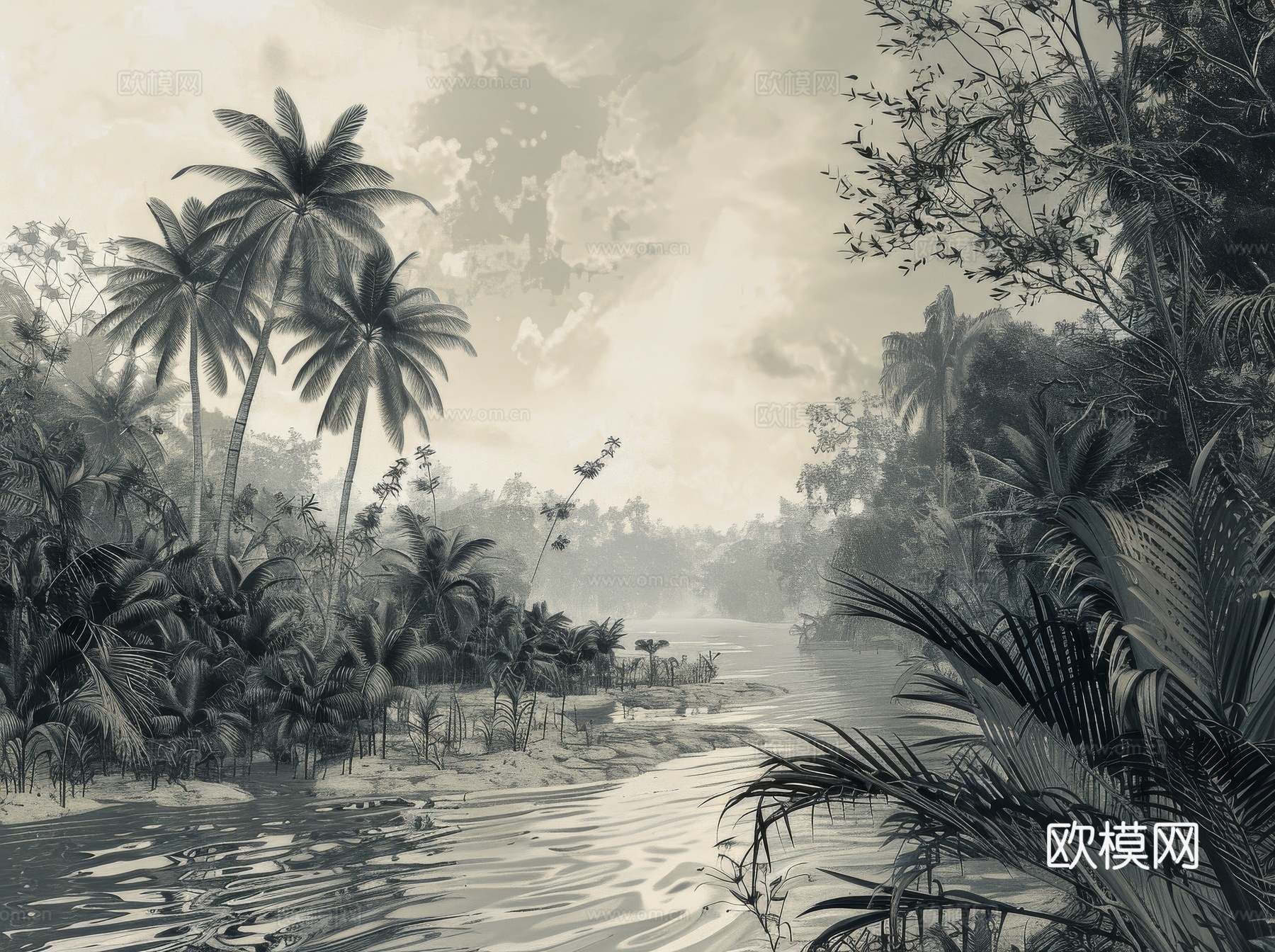 欧式田园热带雨林壁纸下载（渲染图5）