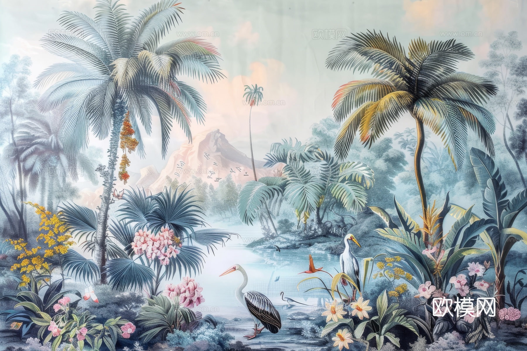 欧式田园热带雨林壁纸下载（渲染图8）